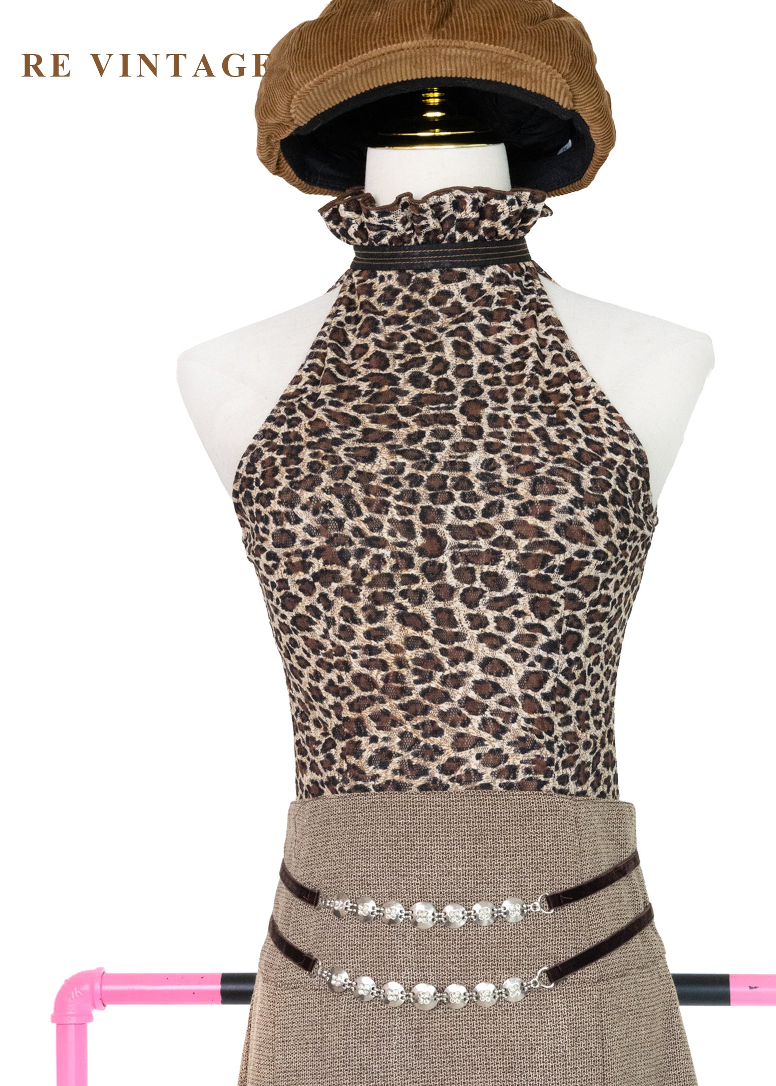 微醺獵豹荷葉削肩背心