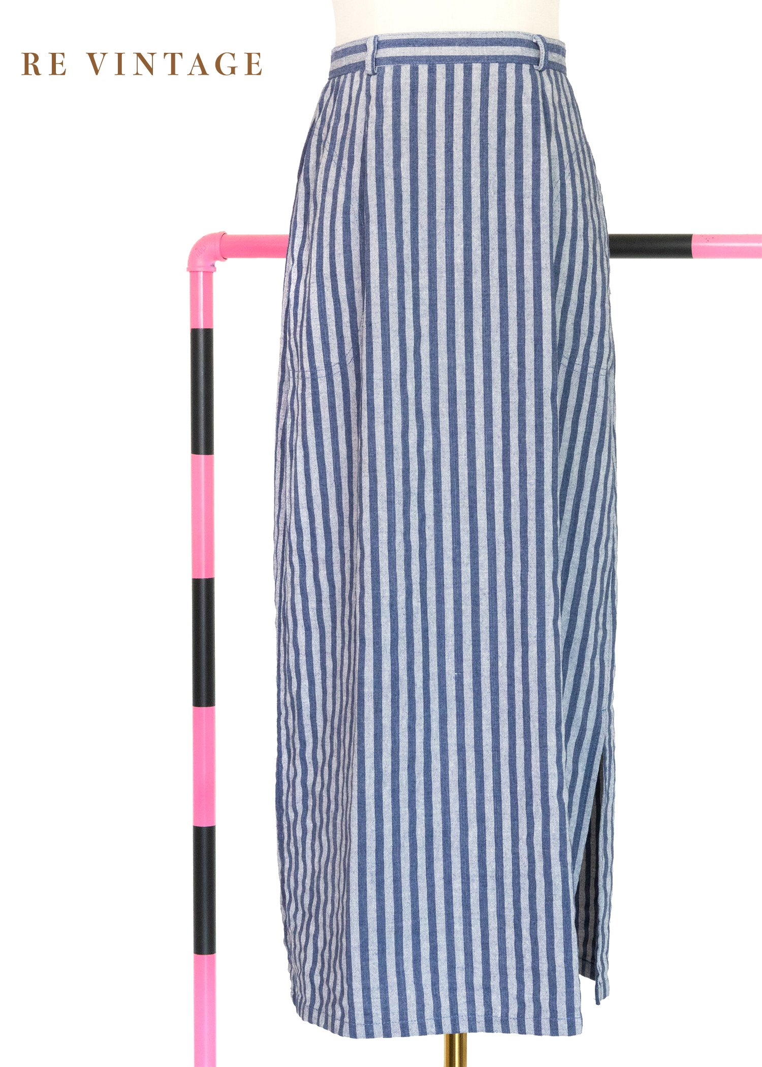 Blue Voyage海風藍白直條長裙（24"）
