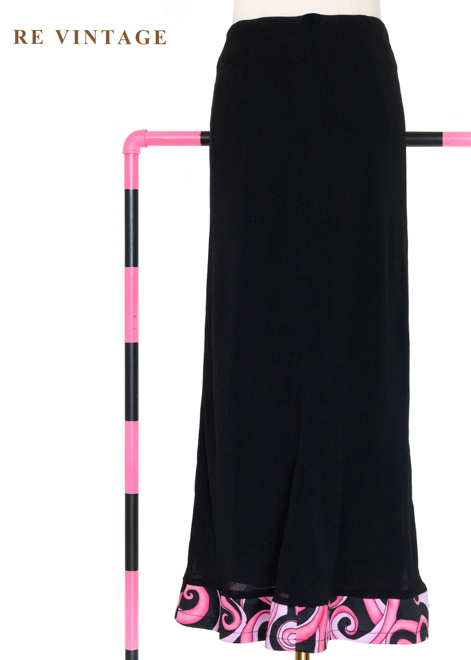 霓虹盡頭的探戈復古普普圖騰拼接裙（26"）