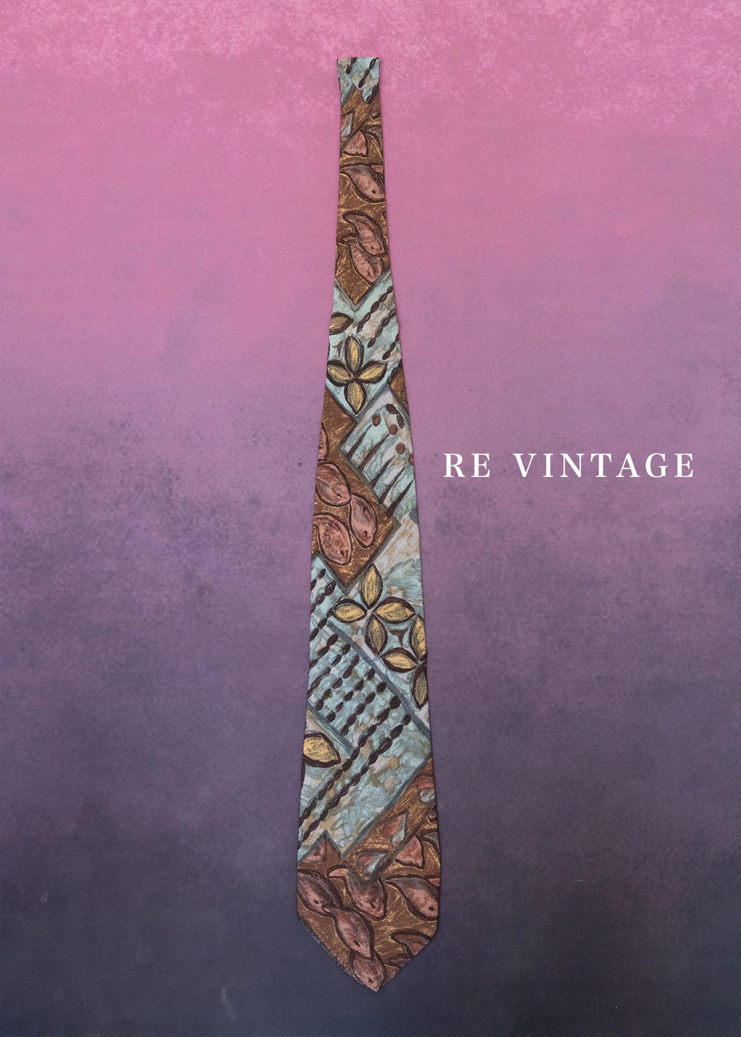 土橘泥褐交錯陶器花朵領帶