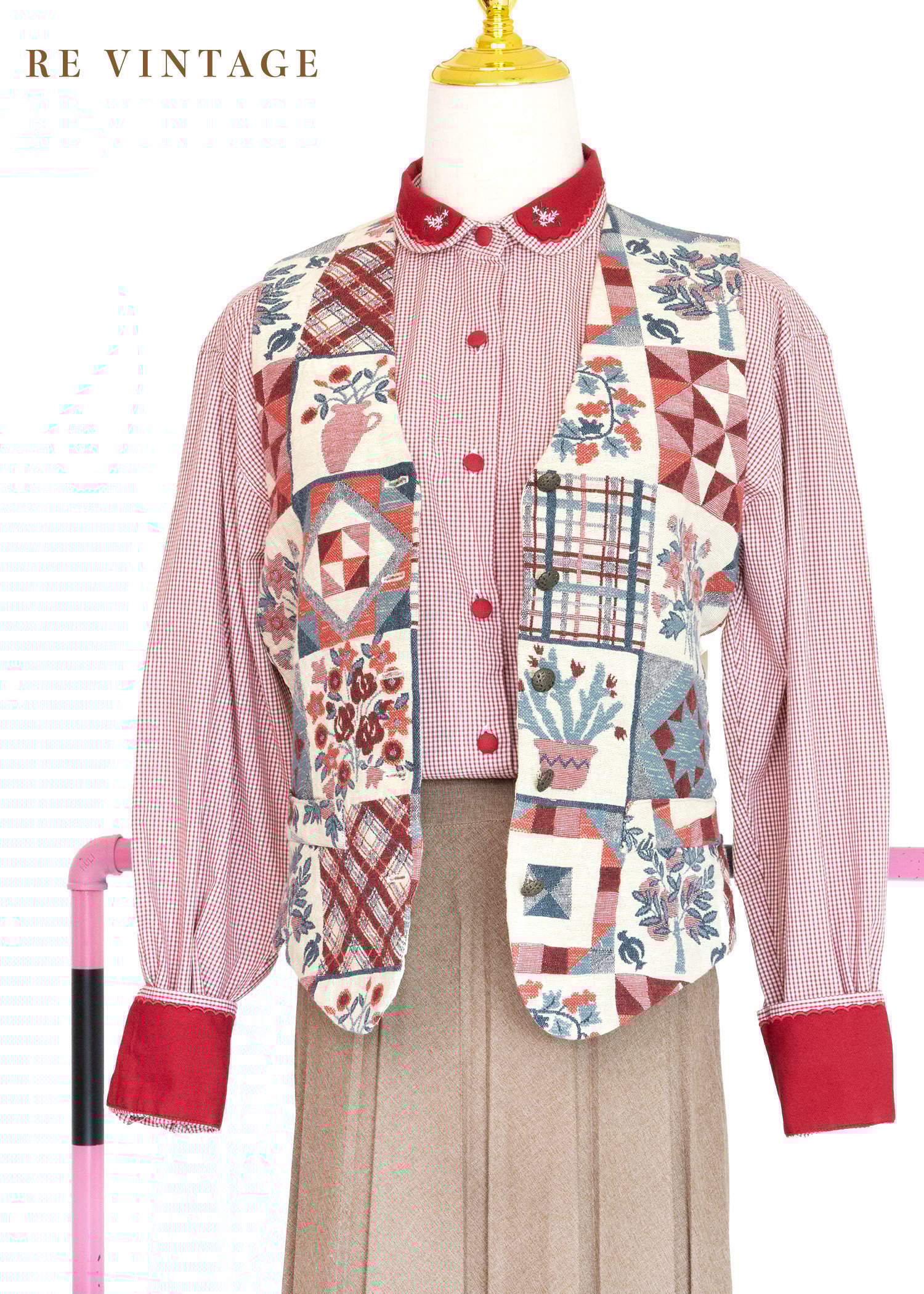 『歐洲寶物』異國風情小花園西裝背心