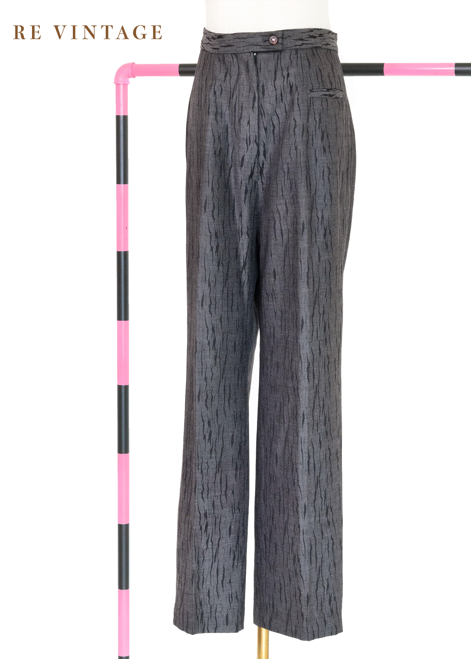 深灰色斑駁小紋高腰直筒褲（29"）