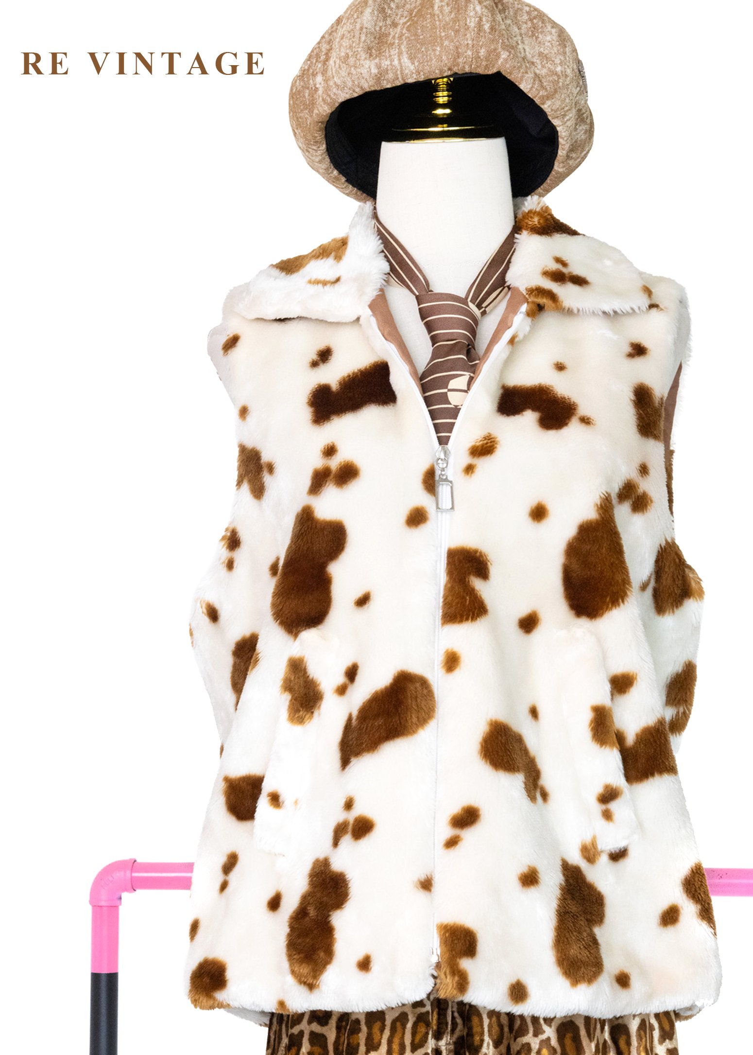 奶油白咖啡牛乳毛絨背心