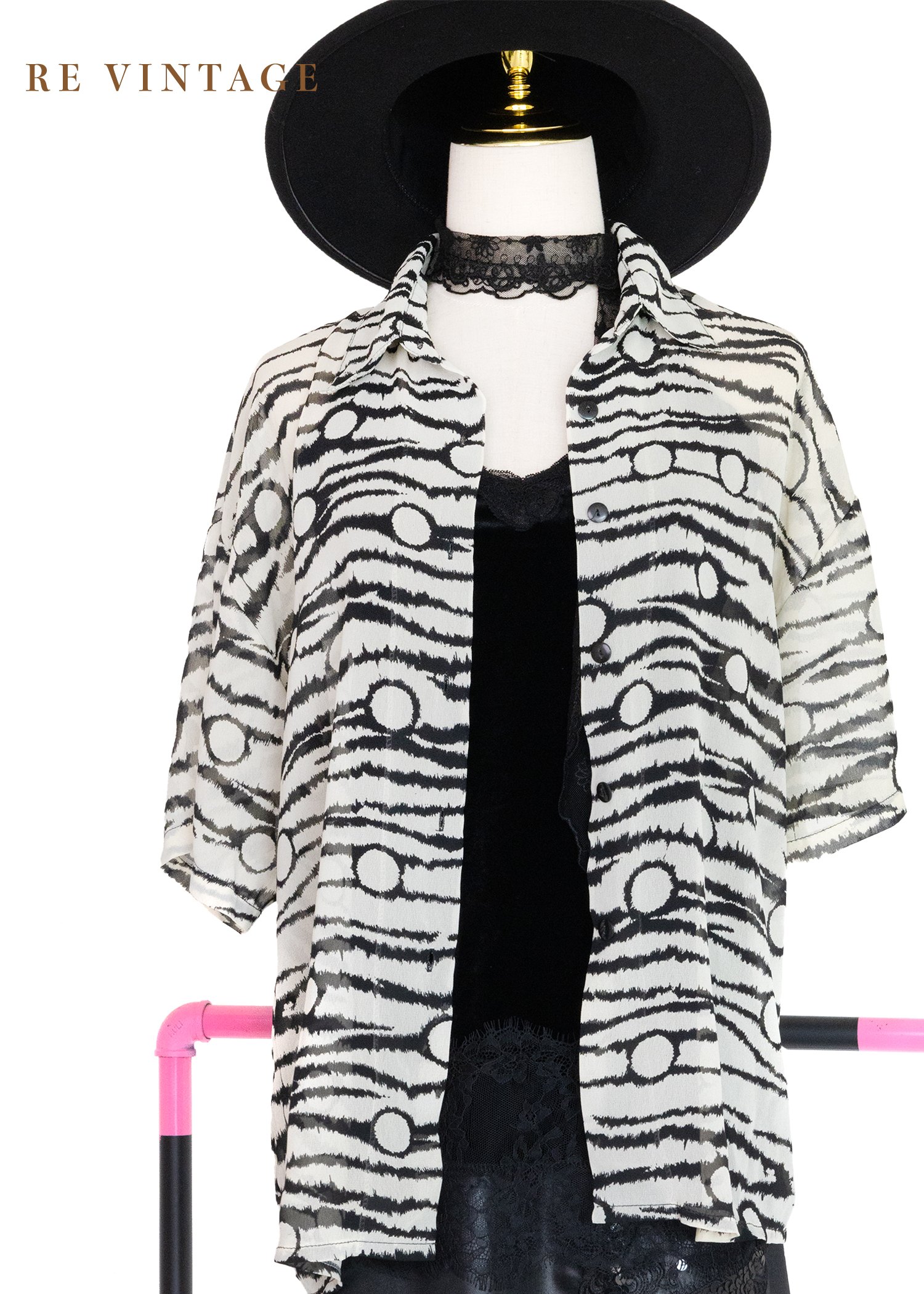 Monochrome 黑白脈動雪紡襯衫