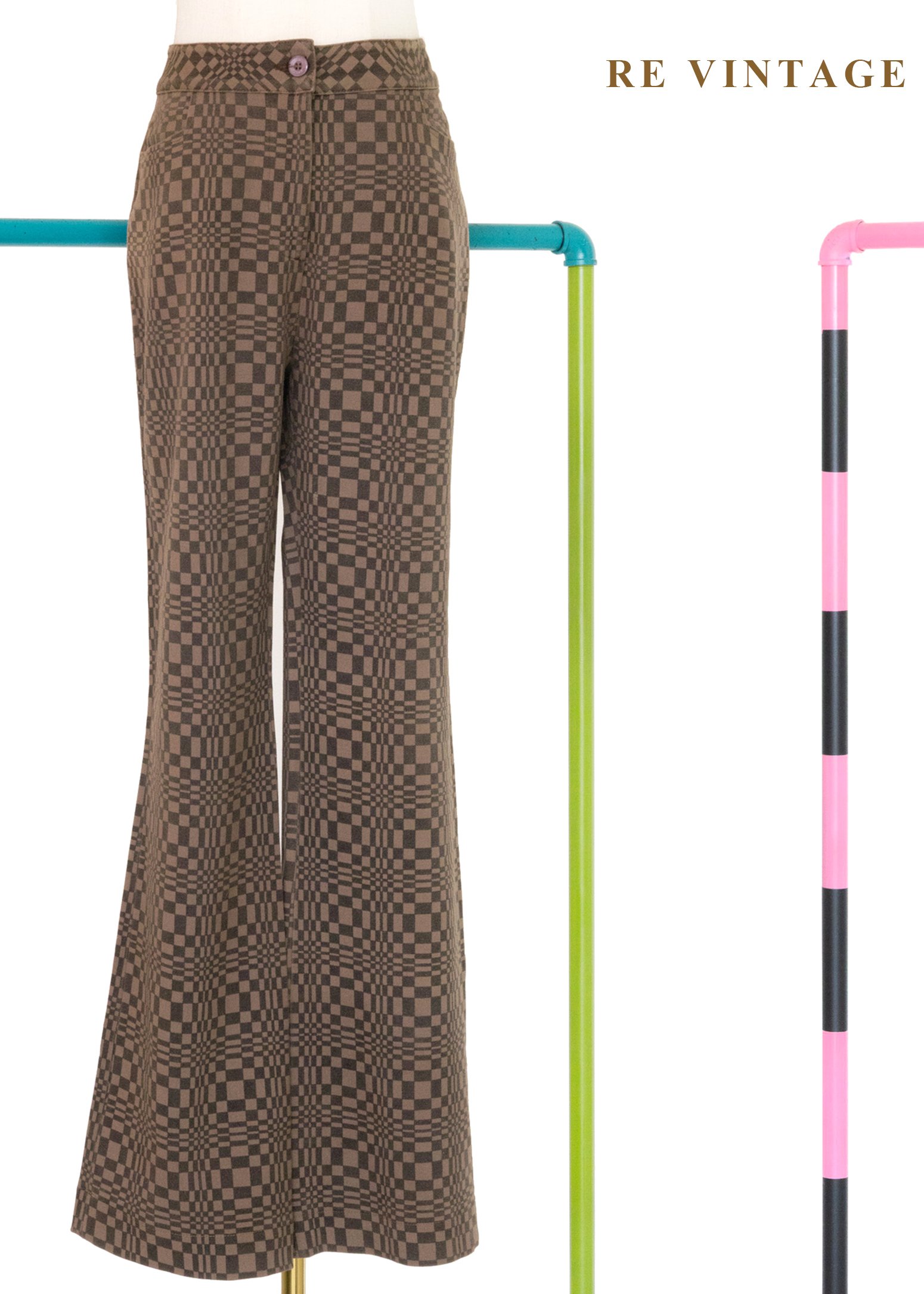 率性的復古棋盤格美褲（28"）