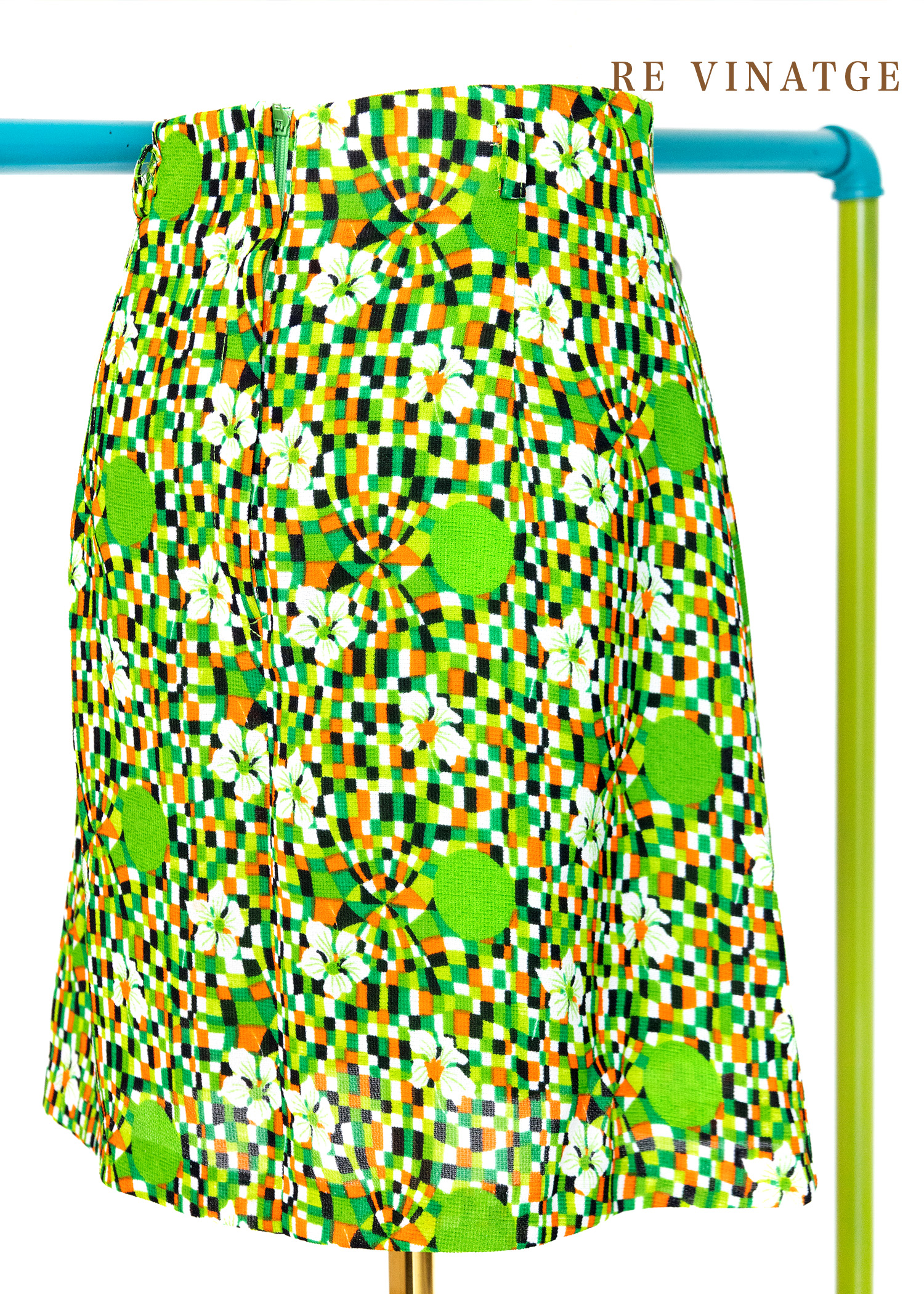 Al Held 藝術感鮮豔草綠圖騰短裙（26"）