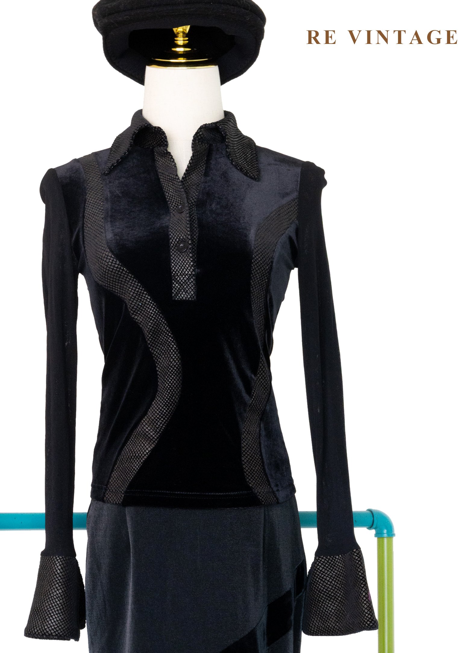 夜光弧線拼接電流黑系上衣