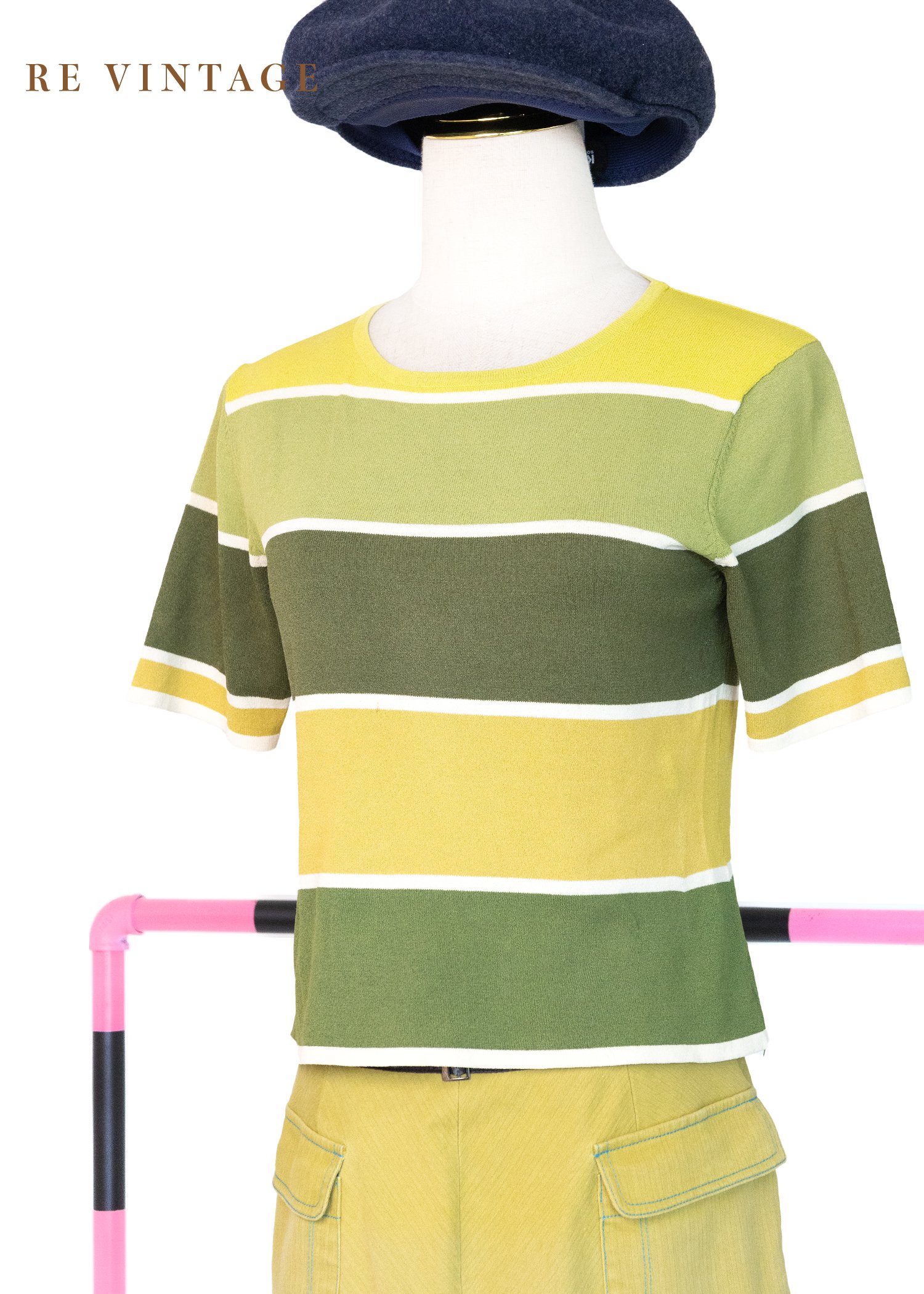 檸檬青蘋果條紋薄款針織上衣