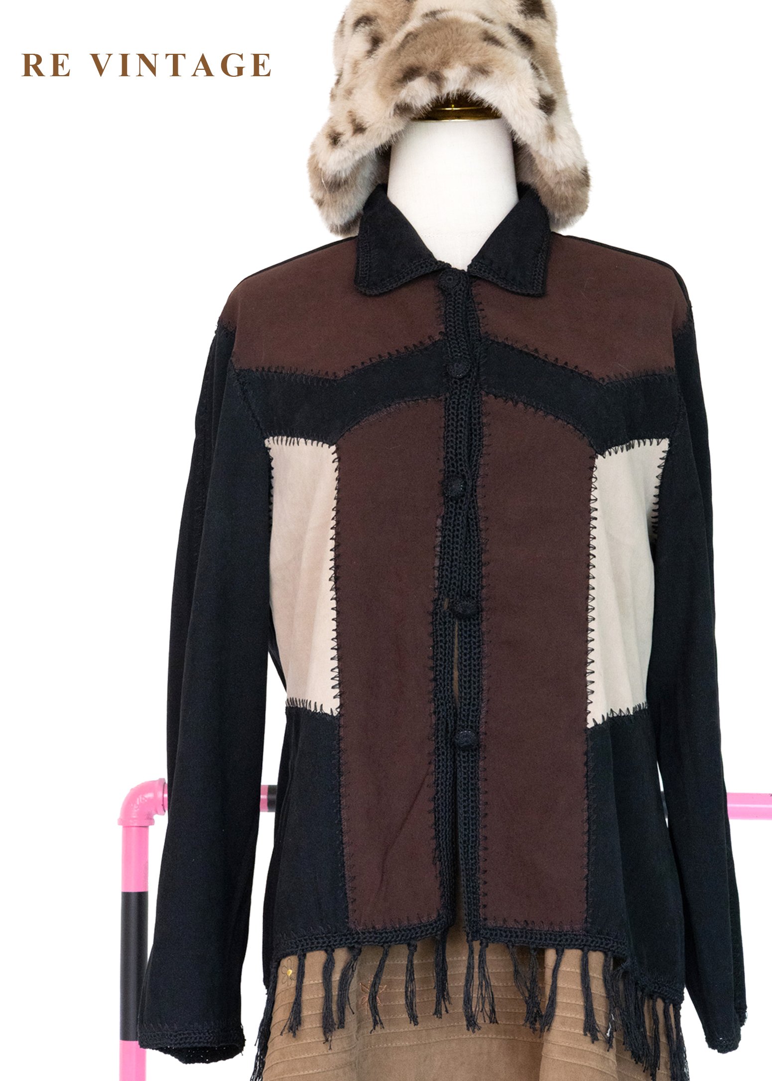 流浪地圖 - 個性拼接流蘇上衣