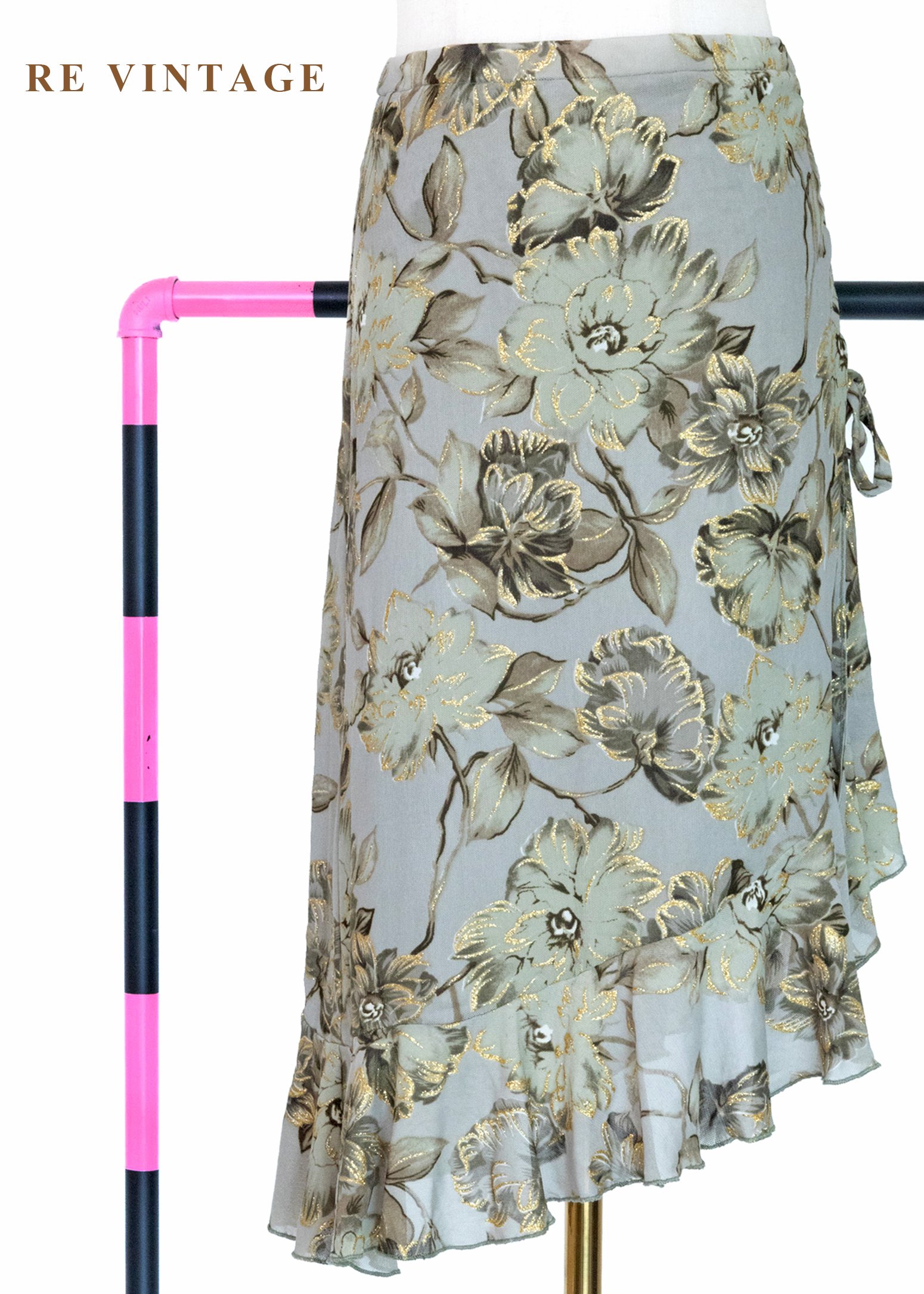 套裝裙子 - 金色午後的華麗金線勾勒花卉裙（26-29"）