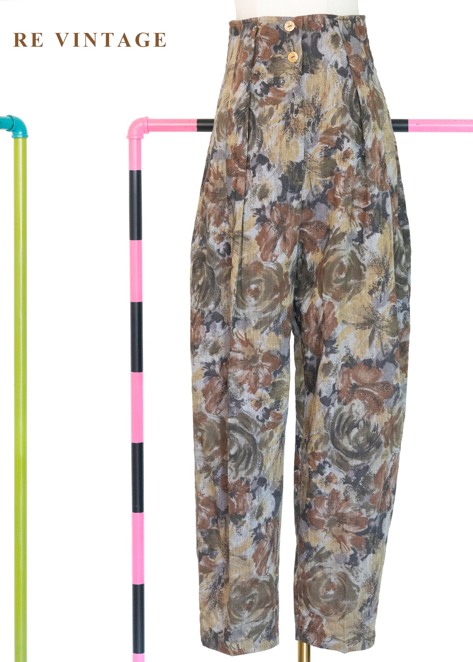 復古高腰油花濾鏡長褲（26"）