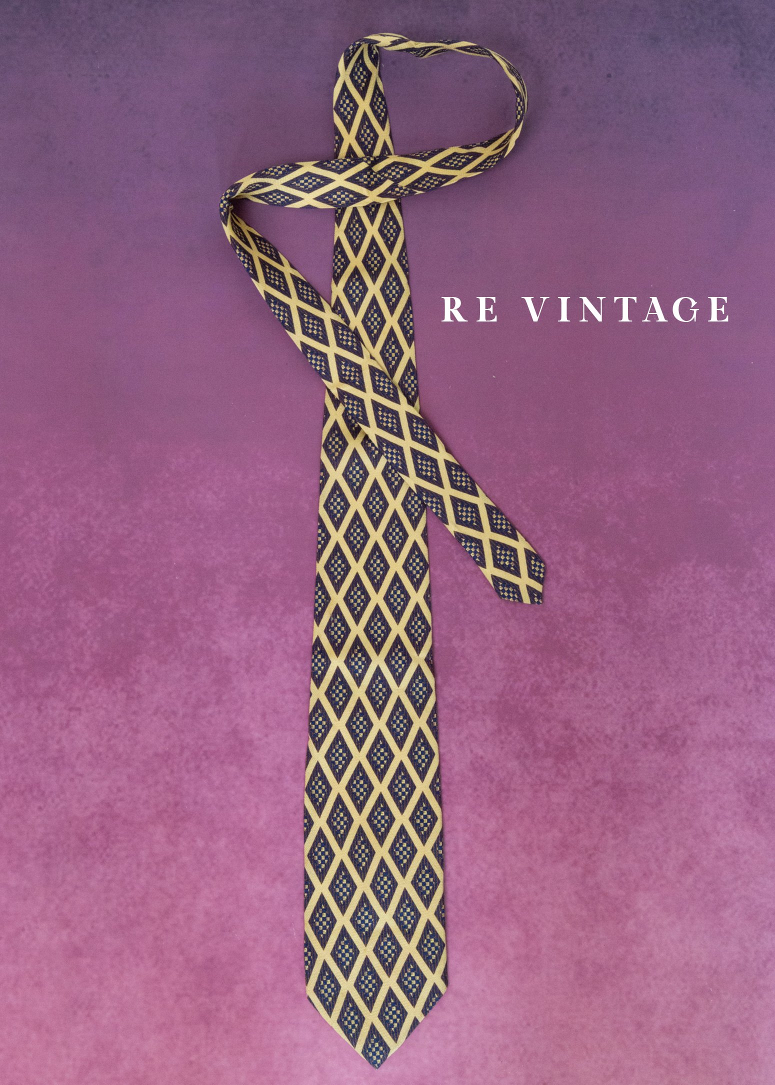 黃黑棋盤密語領帶