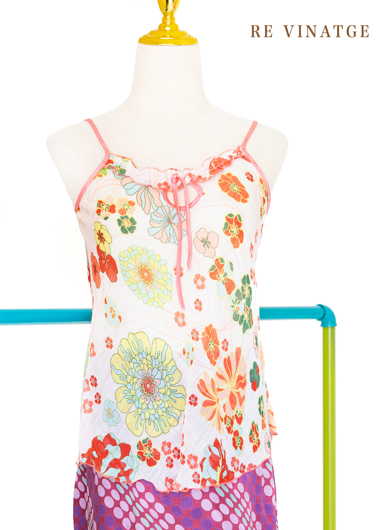 粉紅小花系肩帶背心