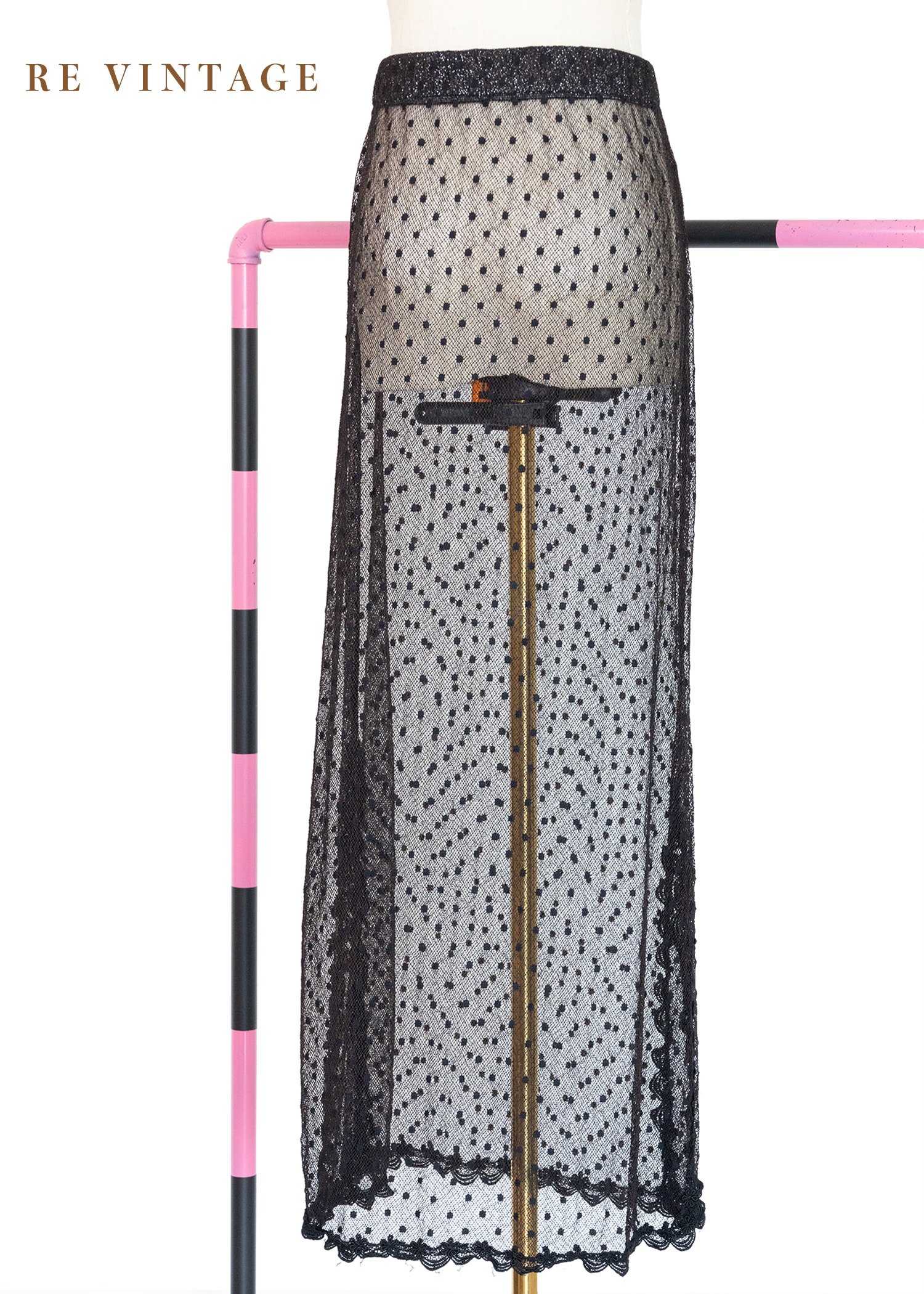 帶點橘棕色光澤的點點網紗長裙（24-30"）