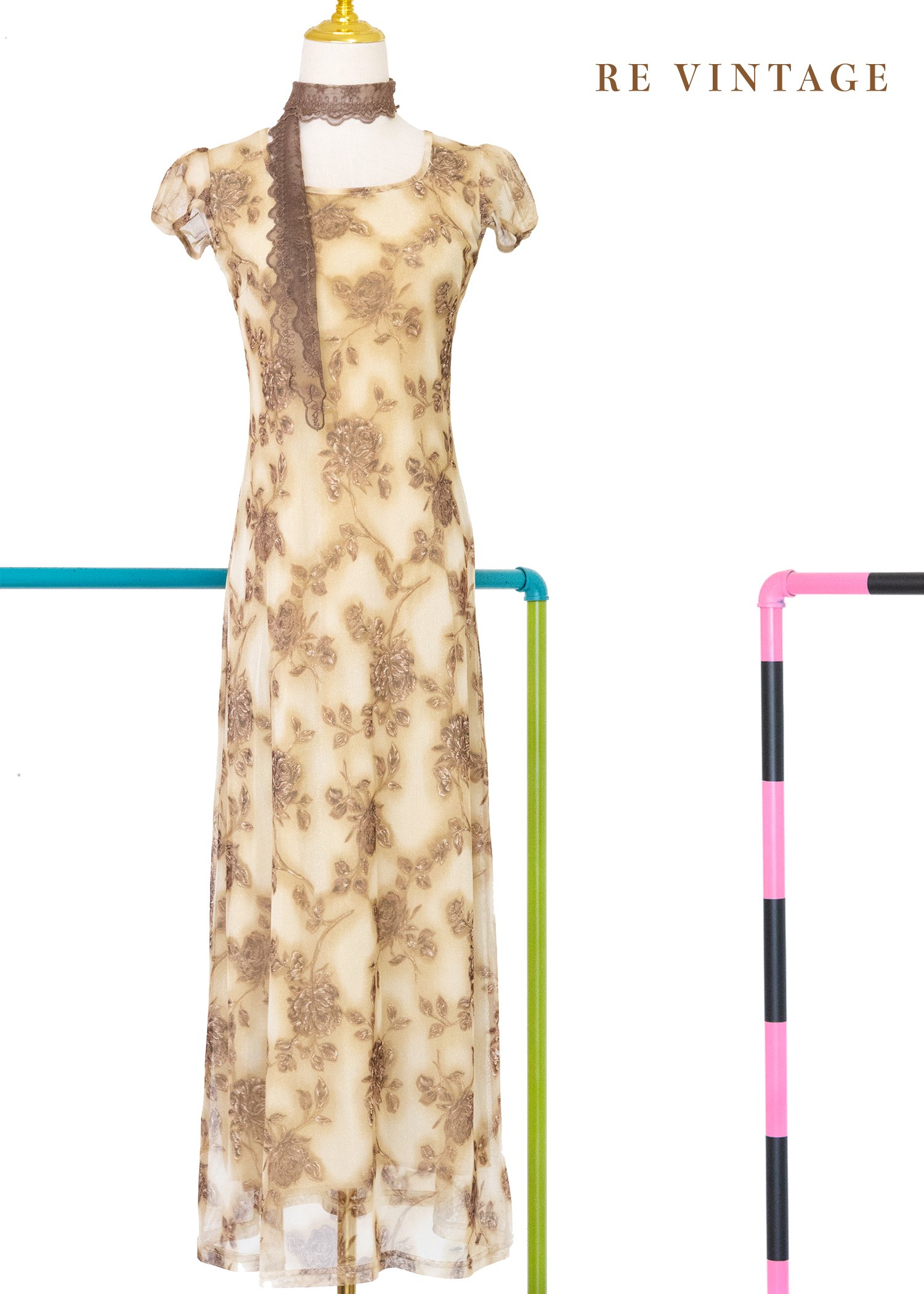 褐金色薄霧般的浪漫旋律長洋裝