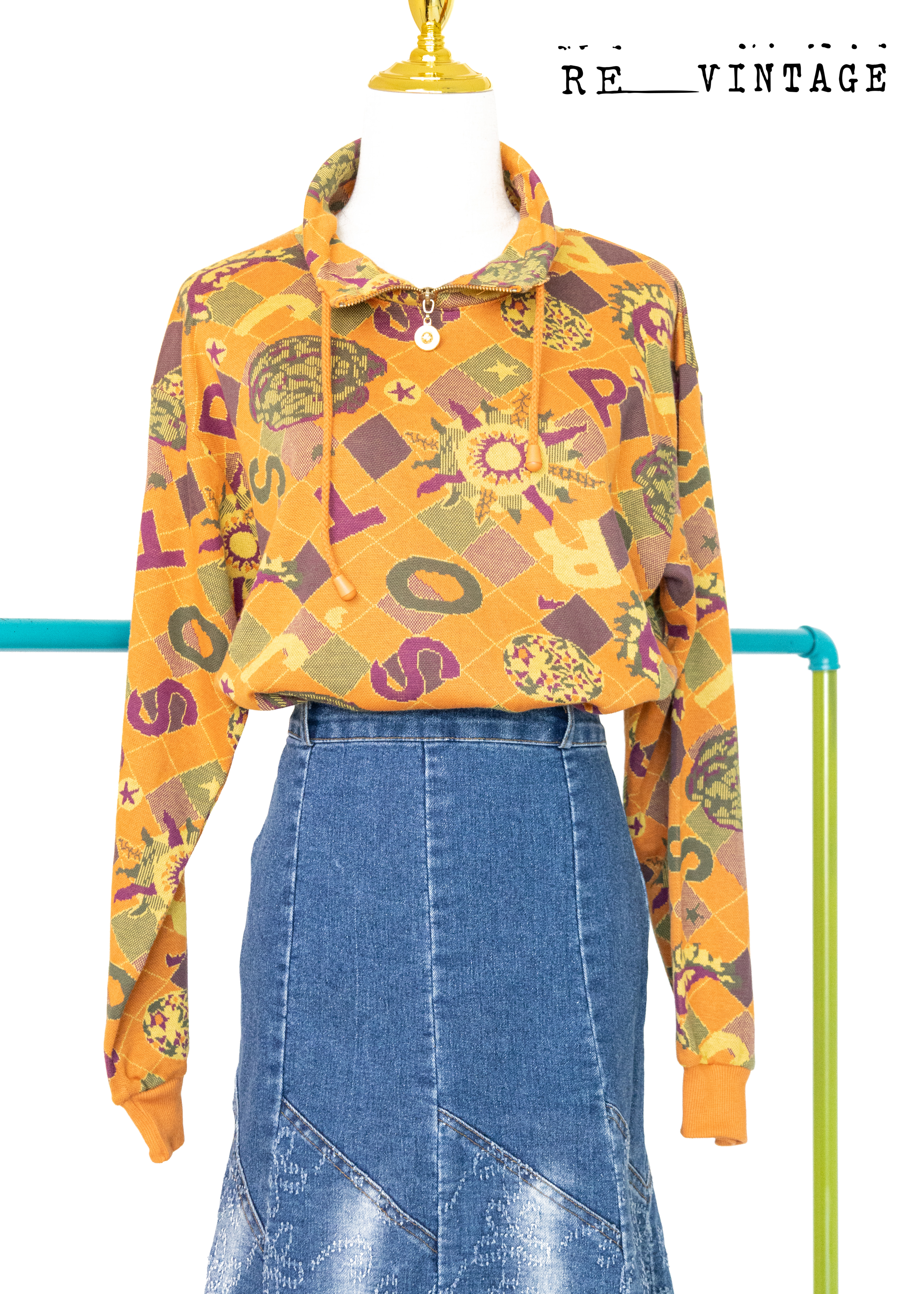 小太陽圖騰針織套頭上衣