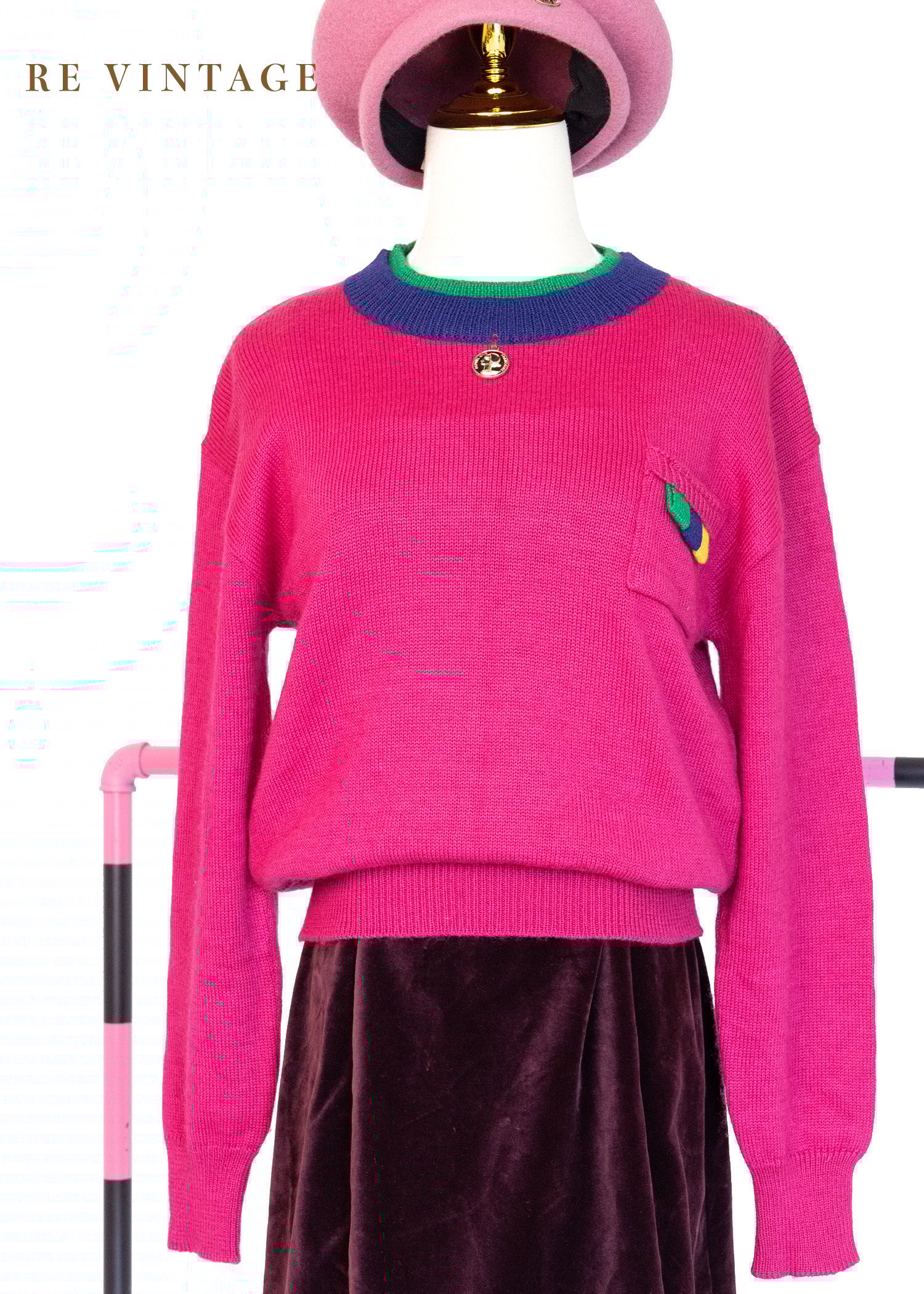 日本製 - 桃粉色の錢幣針織毛線上衣