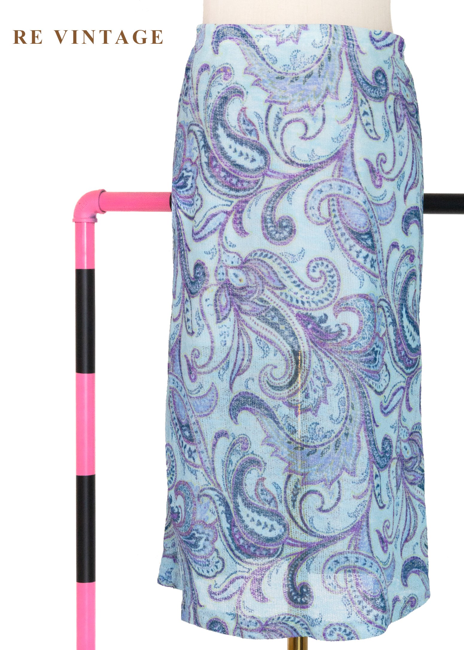 水藍流動花紋蔓延及膝裙（24-28"）