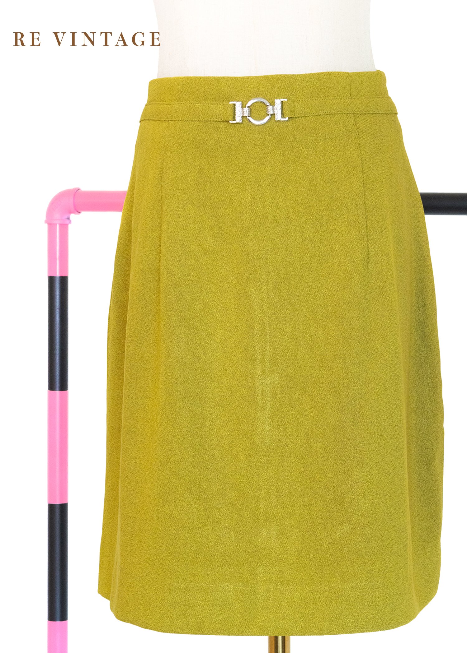 質感單品 - 暖暖芥末黃質感短裙（27"）