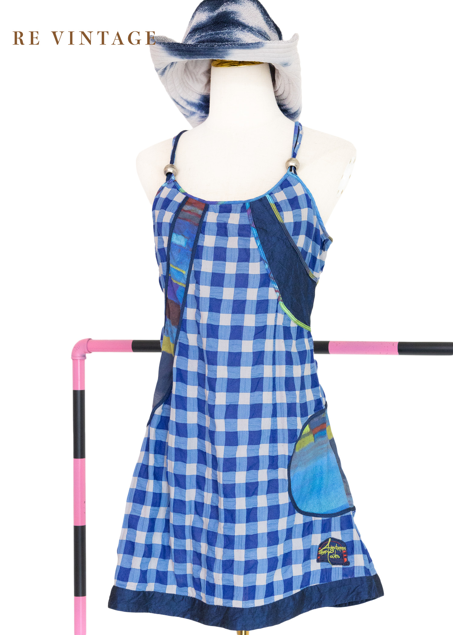 『歐洲寶物 』銀球拼接格紋可愛洋裝