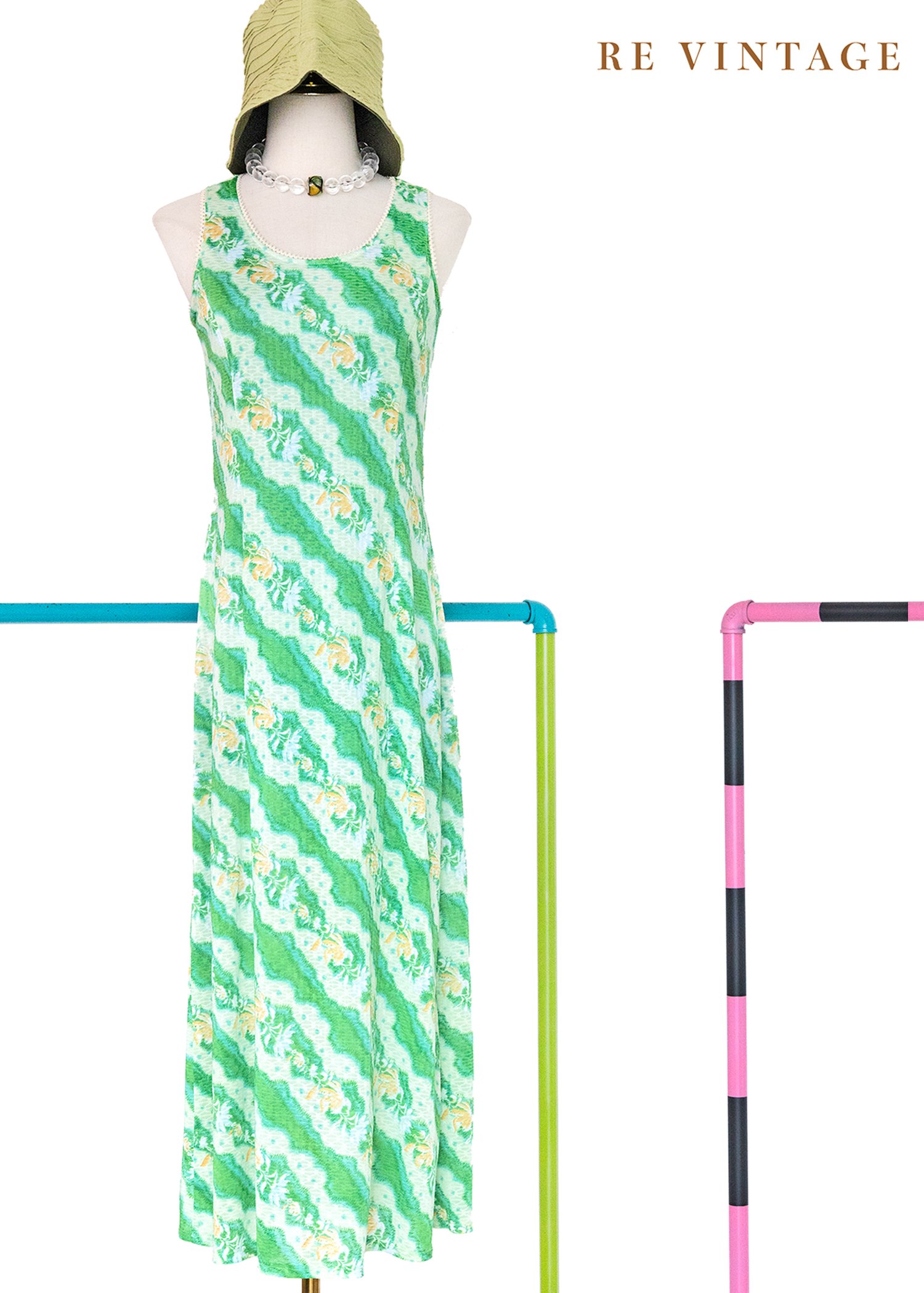 草地力的野花夢彈性長洋裝