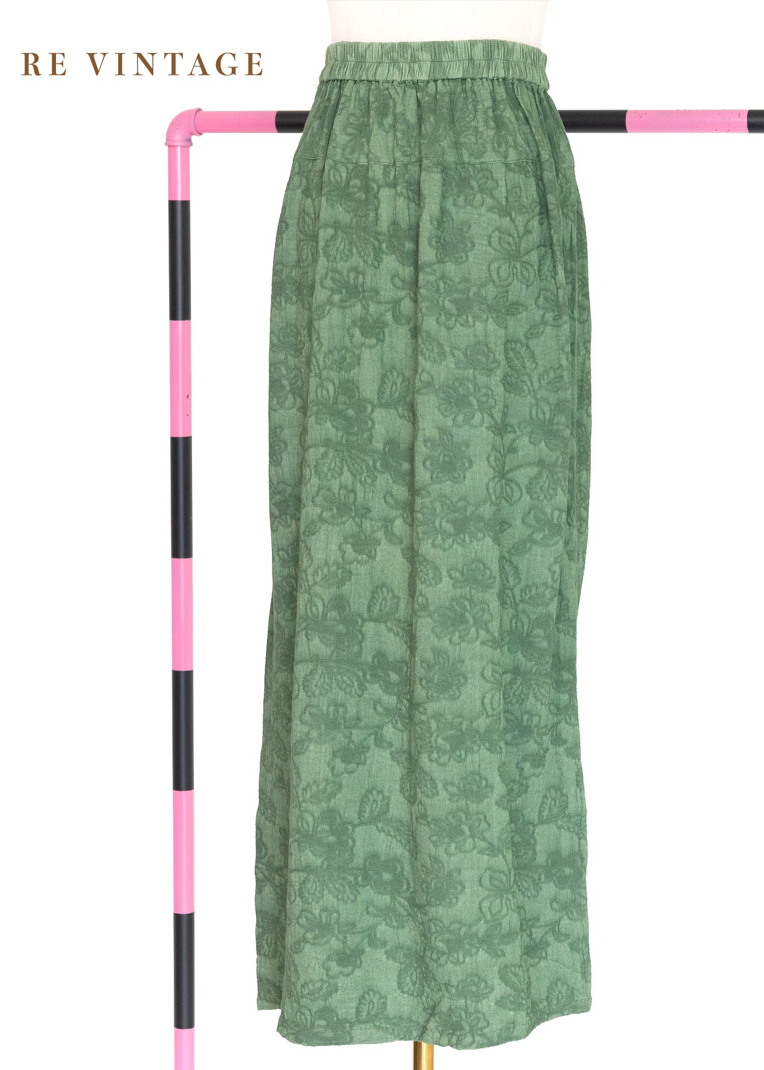 Grass Green 花朵美長裙（23-30"）