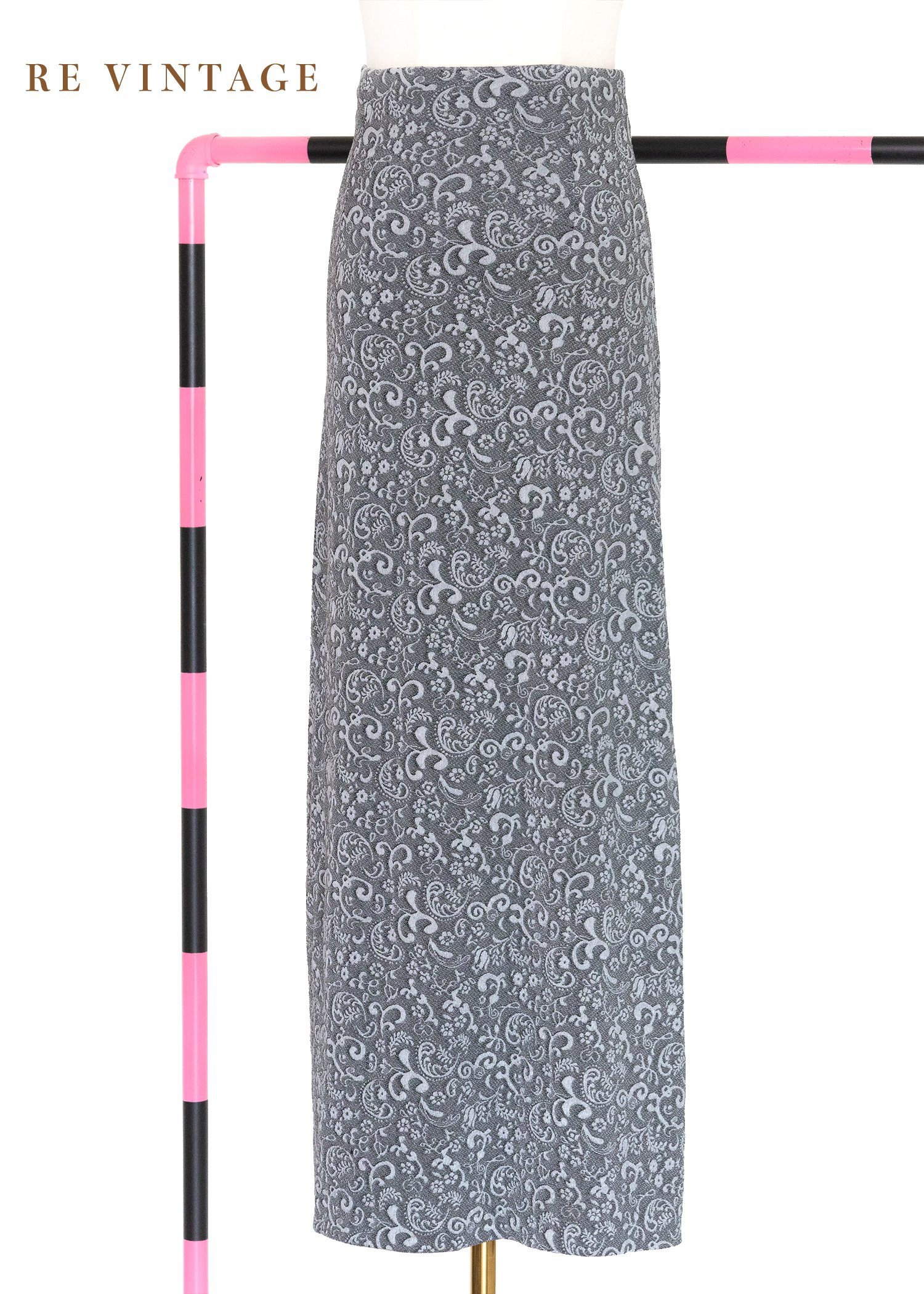 韓國製 - 石灰色漂亮印花紋路長裙（28-32"）