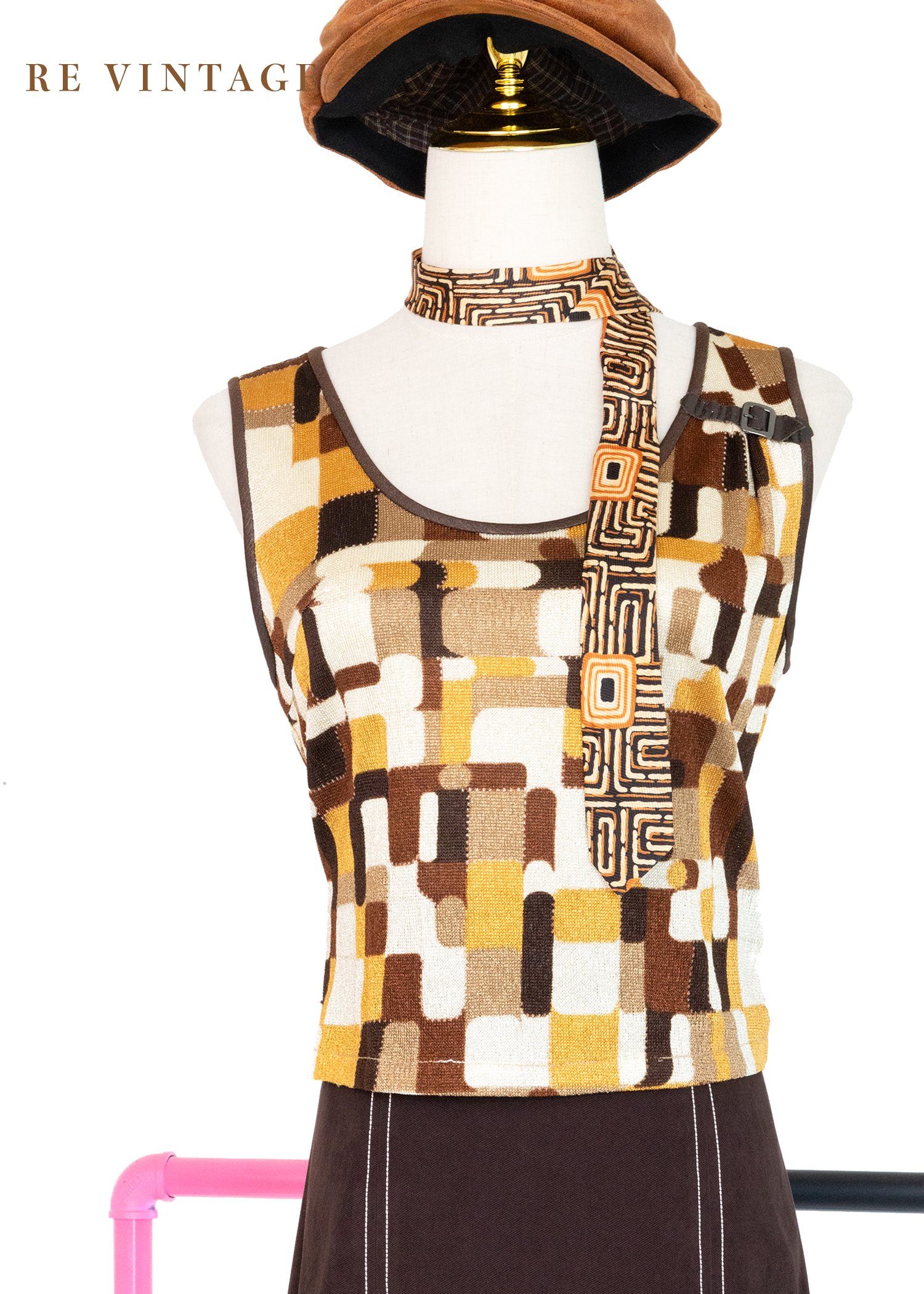 Retro Mosaic 方塊之間短版背心
