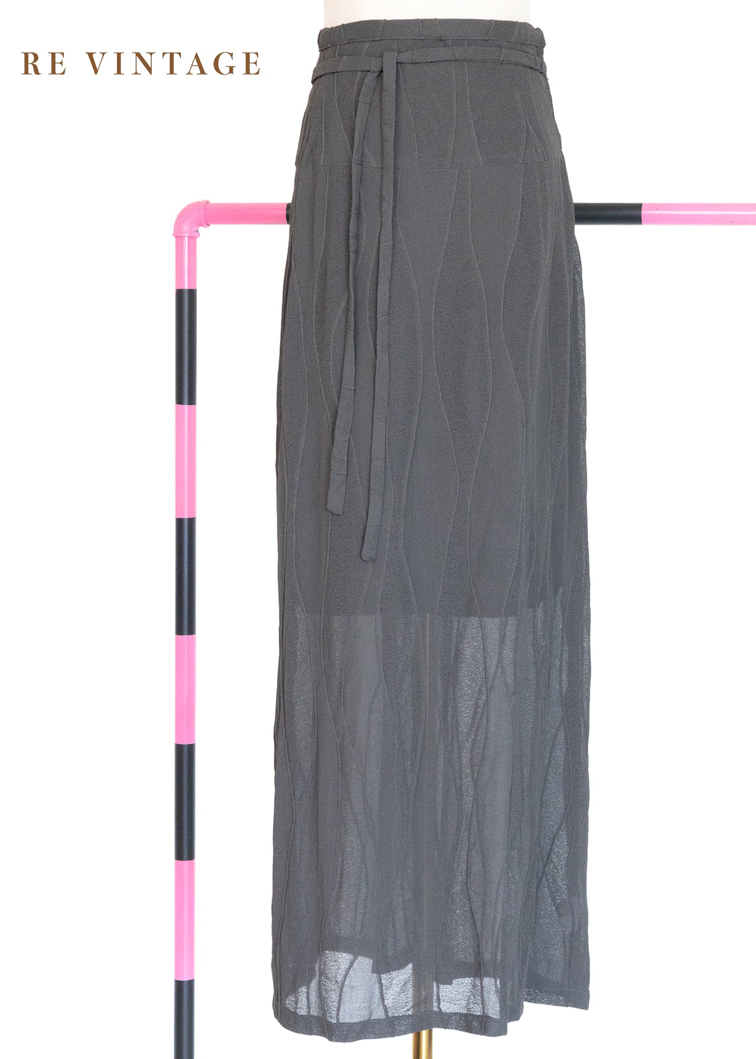 深灰暗流波紋長裙（27"）