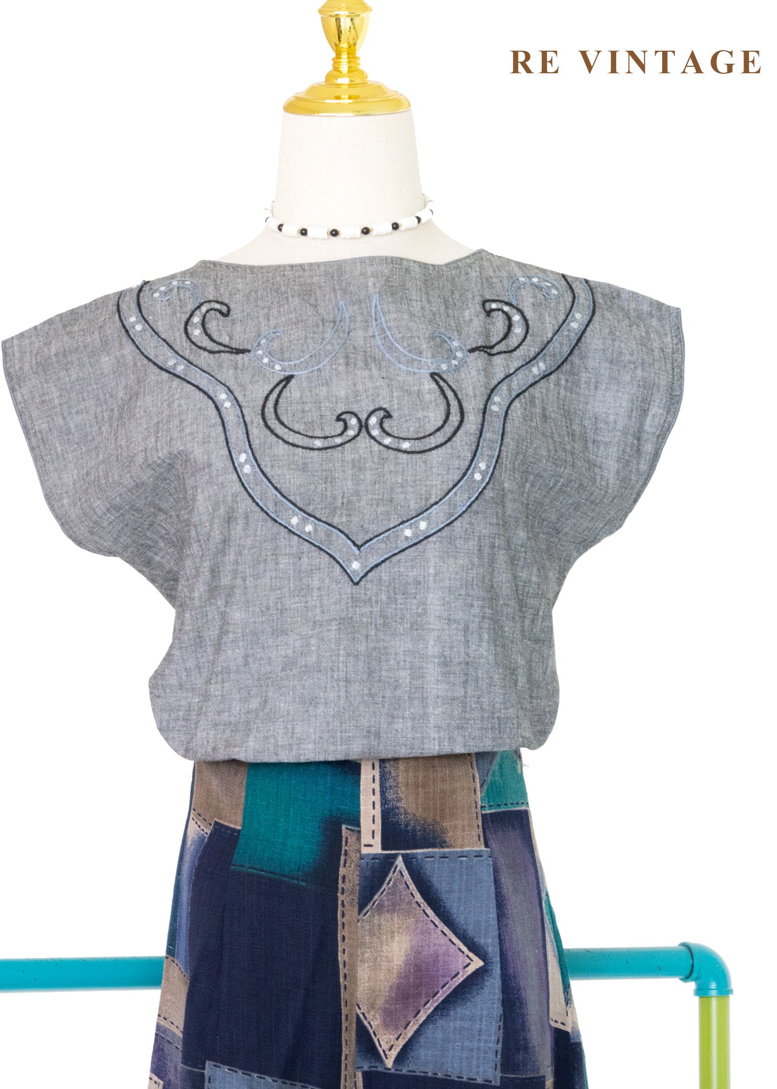 摩登西部牛仔灰底帥氣上衣