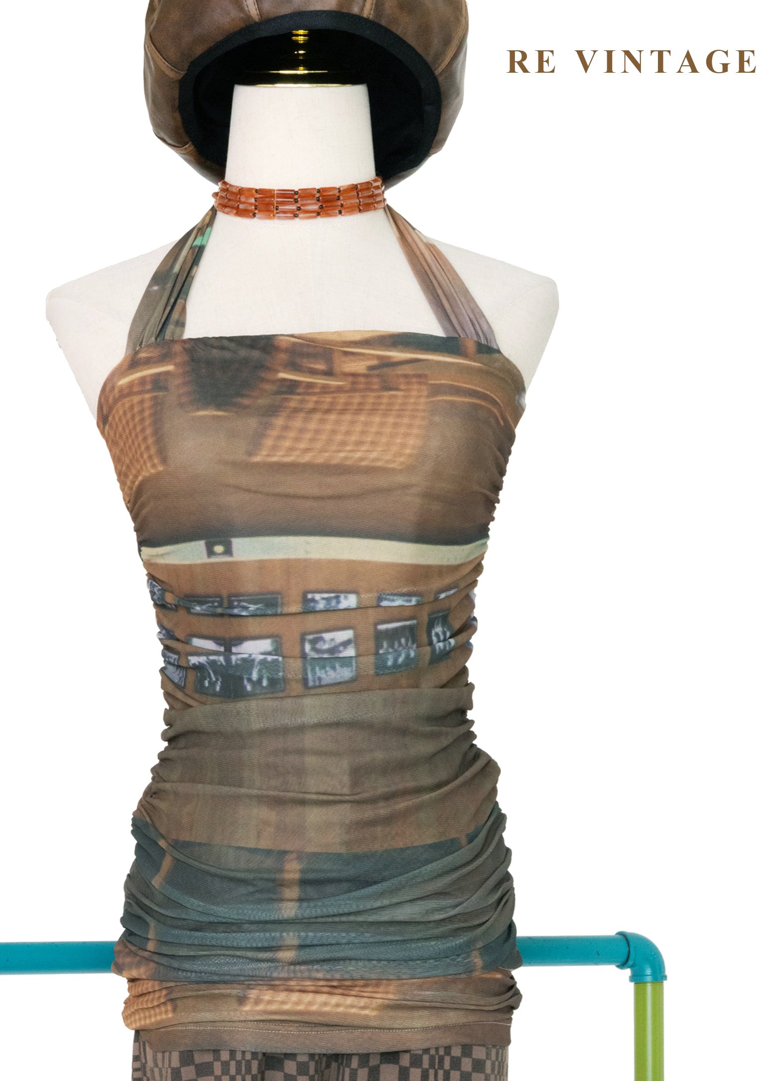 城市幻燈片繞頸長版背心