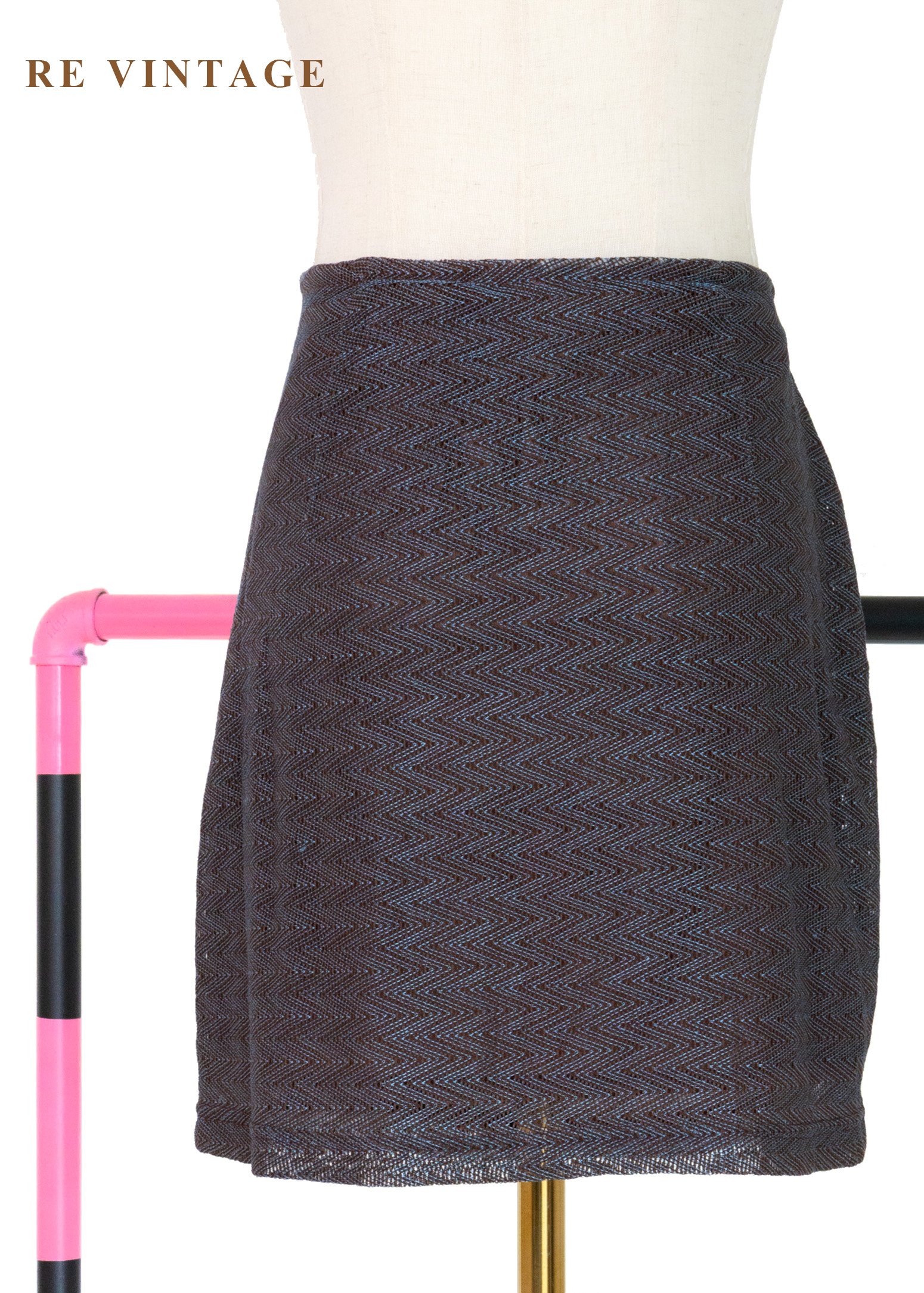 藍光煙棕色波紋倒影短裙 (25")