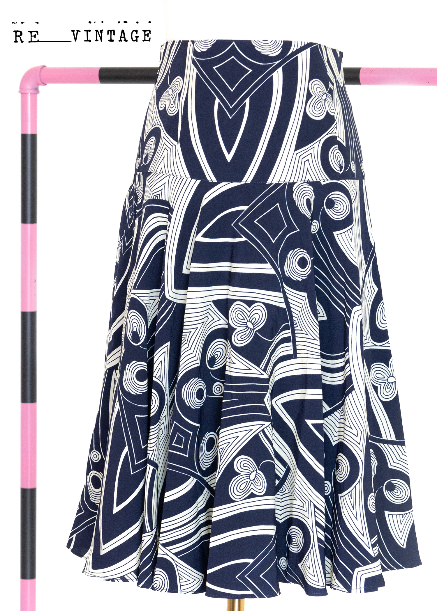 Abstract 深藍圖紋短裙（27"）