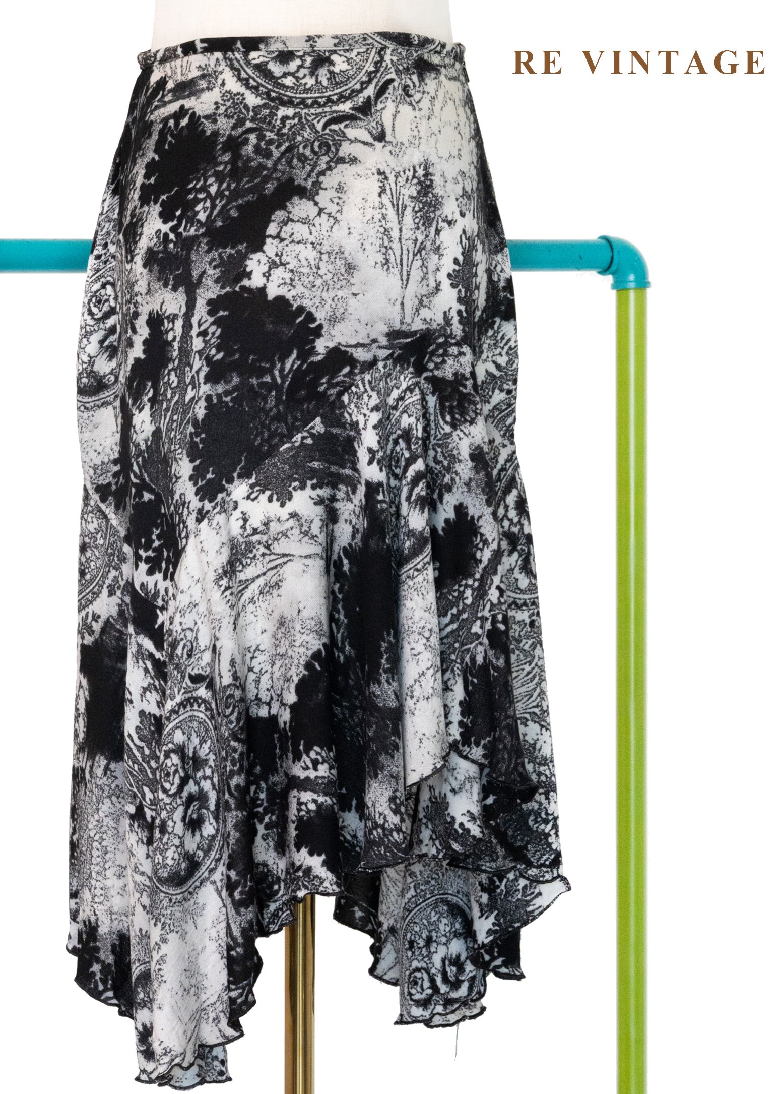 水墨風景微縮景觀中長裙（～25"）