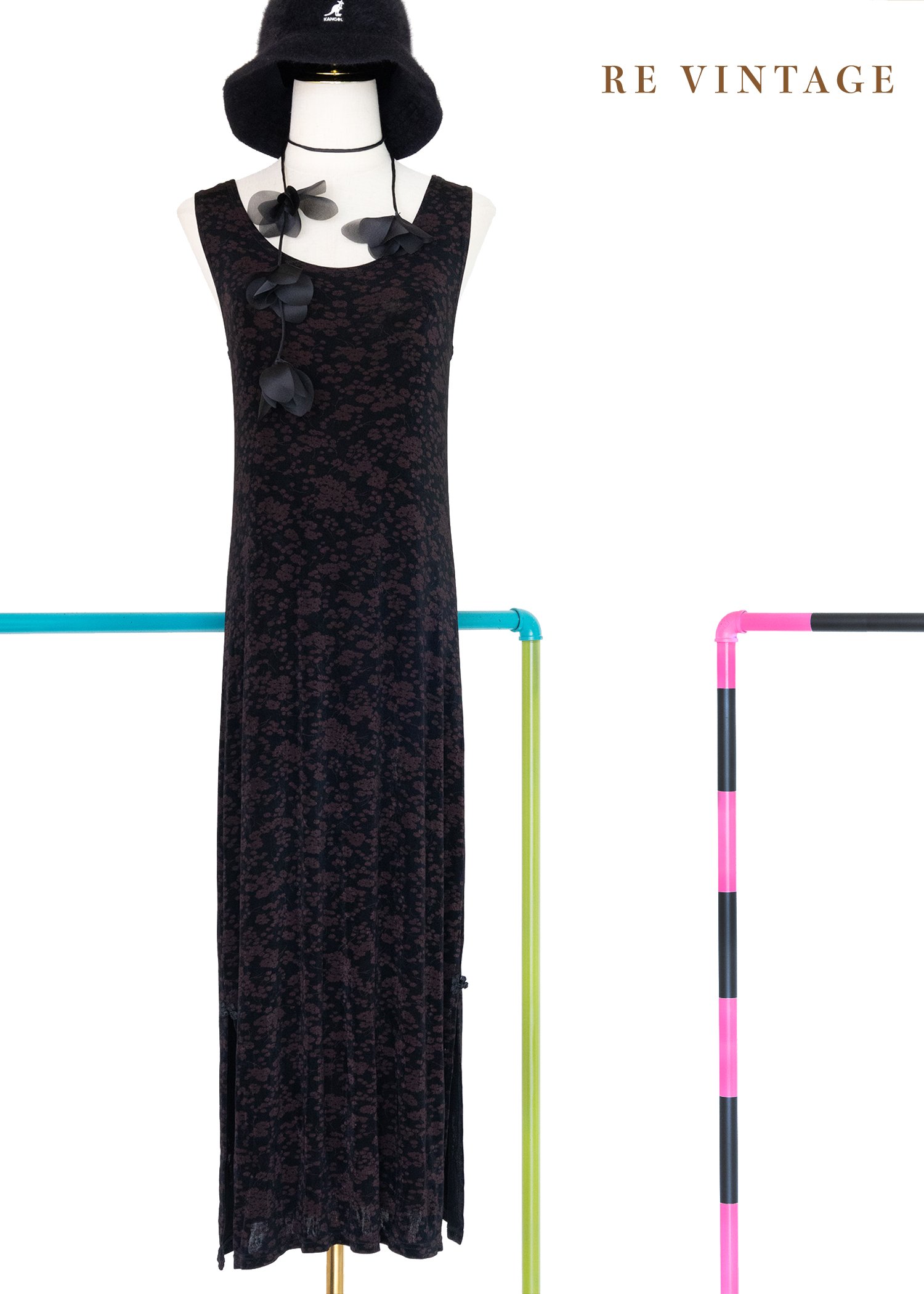 酒紅夏夜暗花貼身洋裝