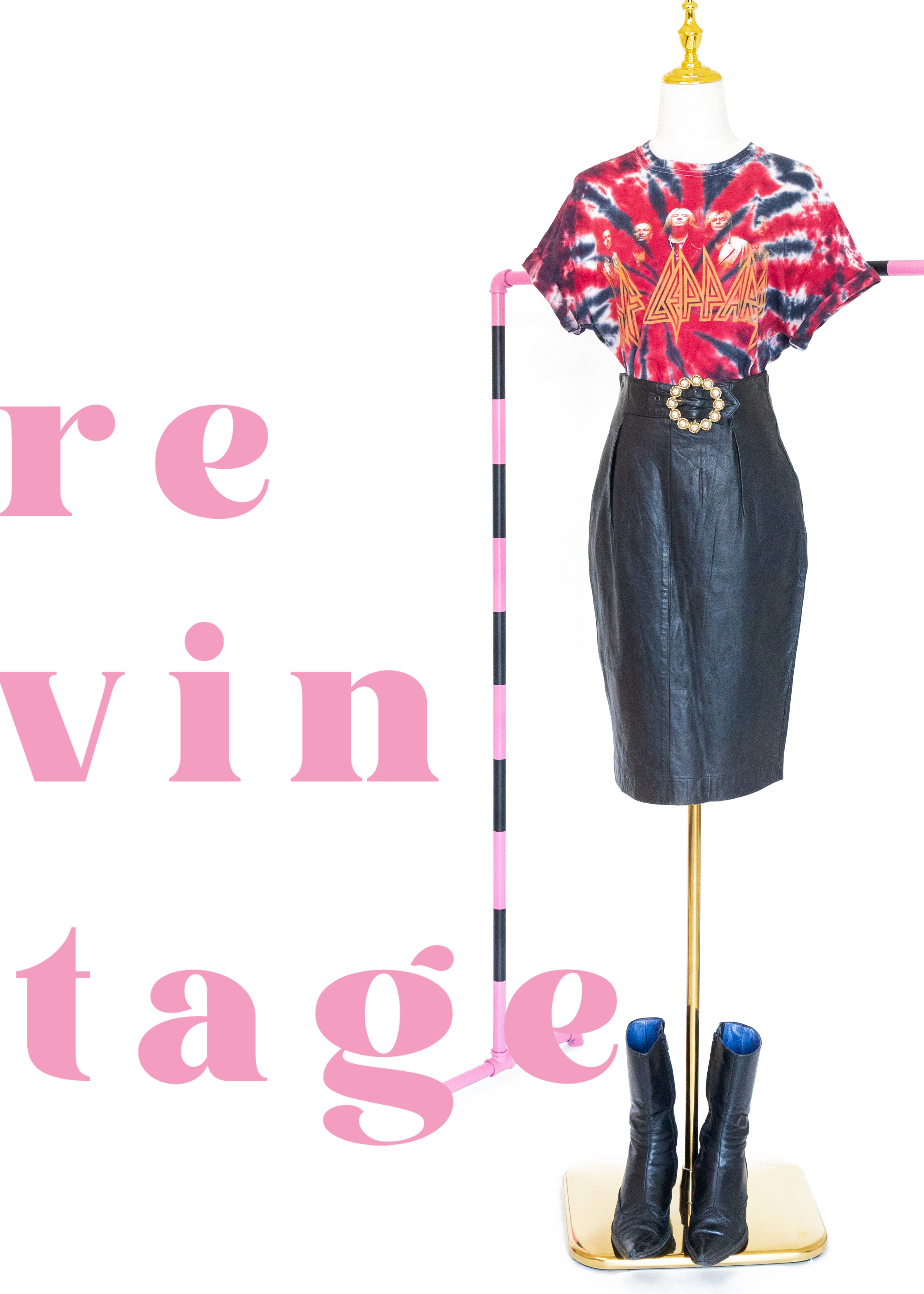 義大利製 - 珍珠圓釦皮革窄裙