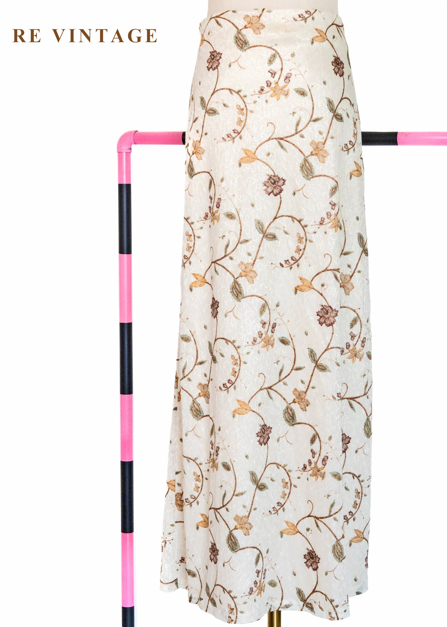 植物標本花朵米白色長裙（27-30"）