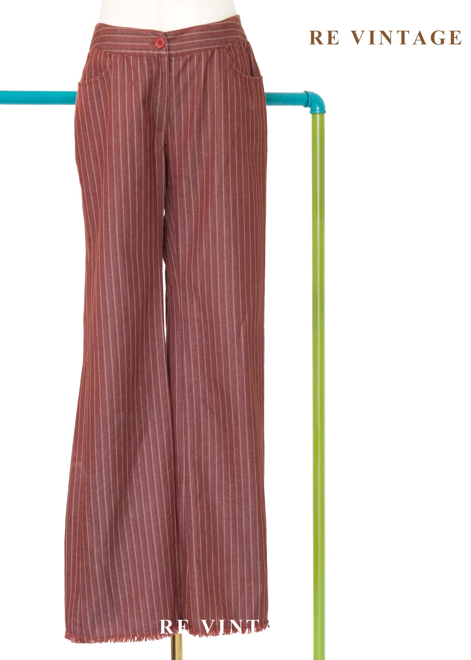 鐵鏽紅線條抽鬚長褲（26"）