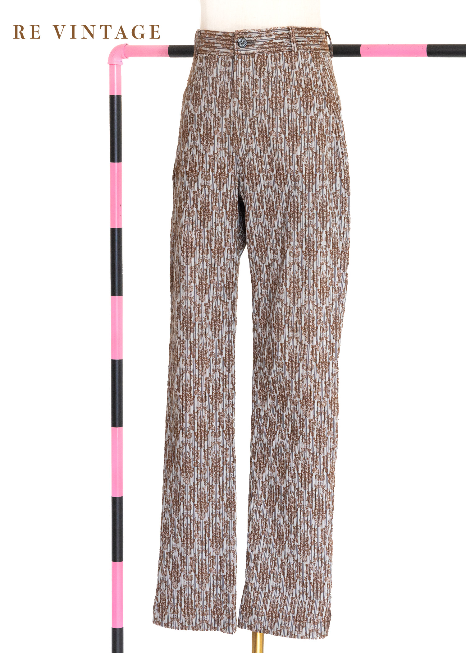 雙印花古典氣質中腰直筒褲（25"）