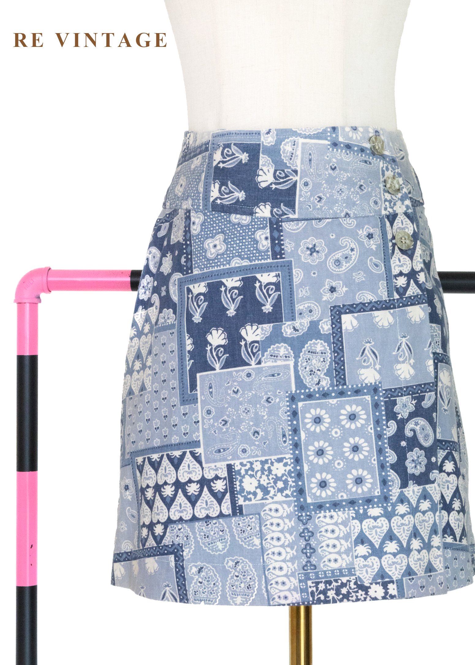 蔚藍海岸的拼貼記憶圖騰短裙（24"）