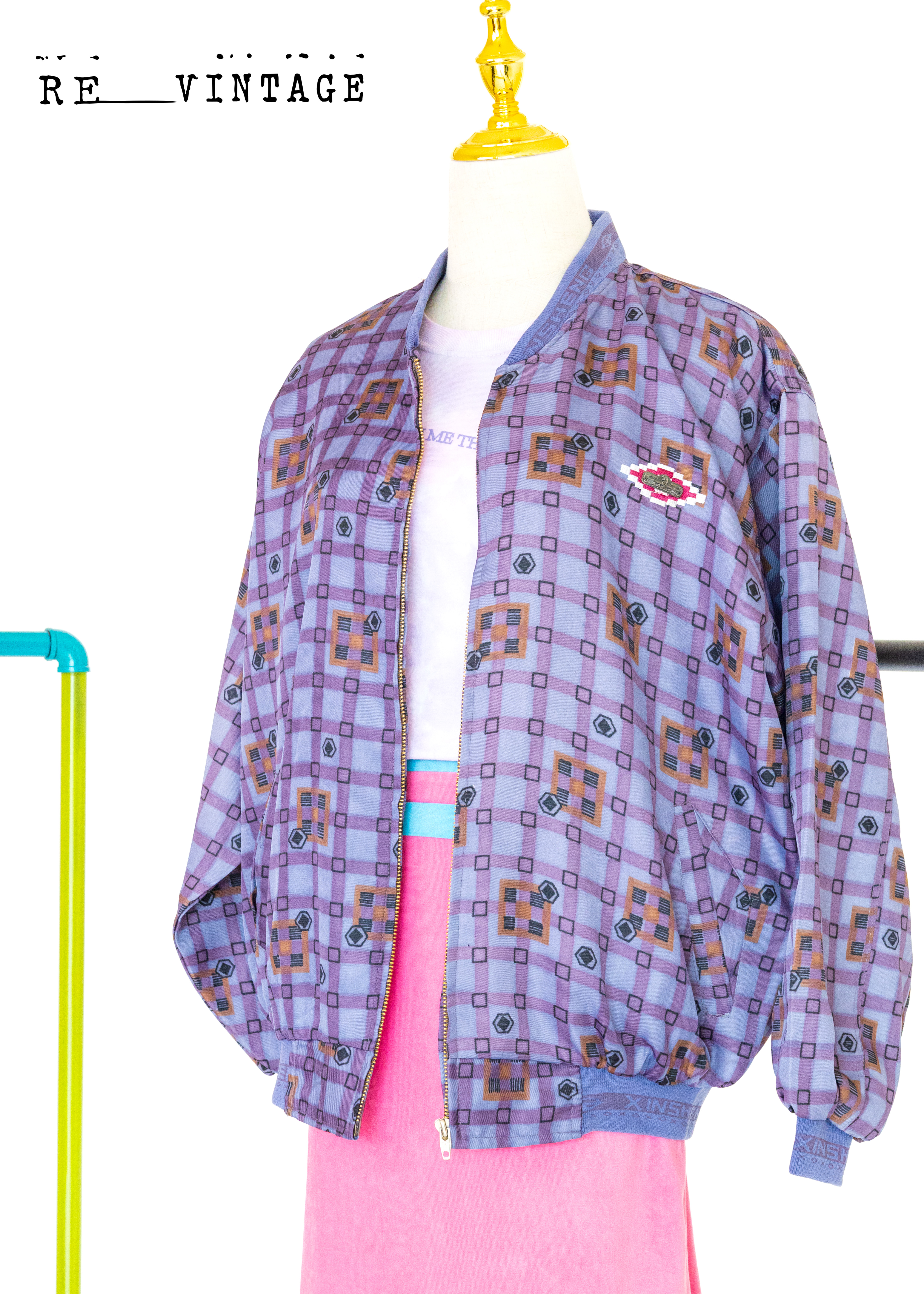 葡萄紫格紋版型一百分夾克外套