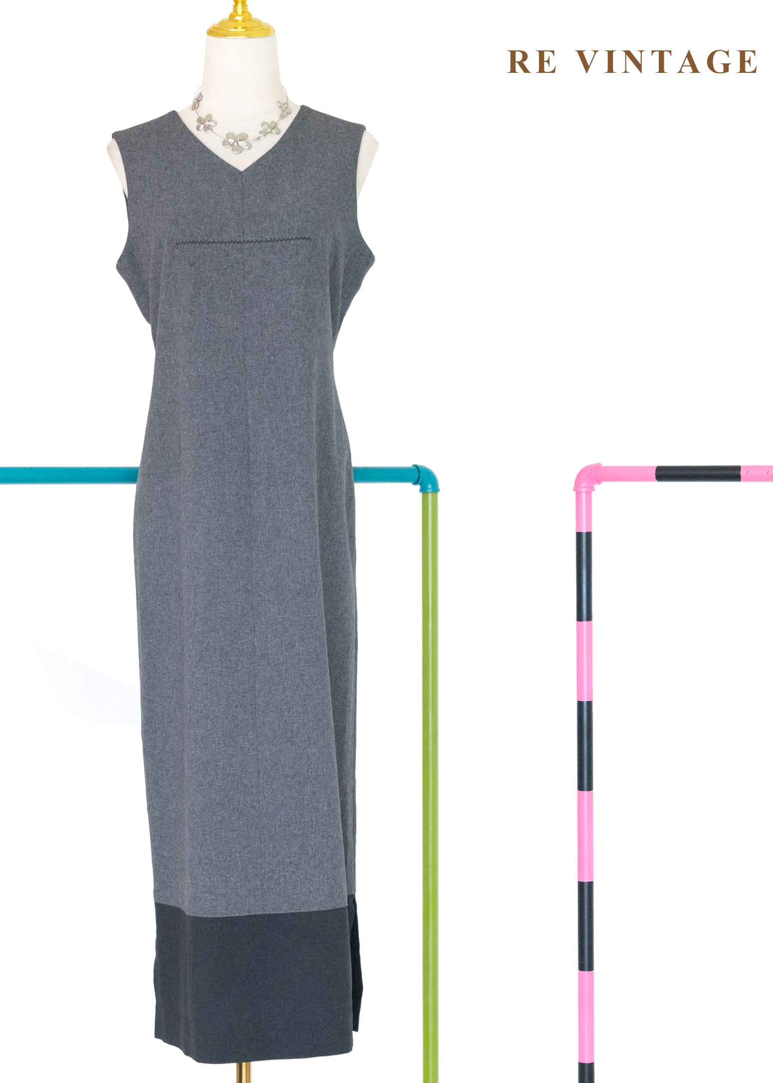 質感單品 - 視覺中心水泥灰長洋裝