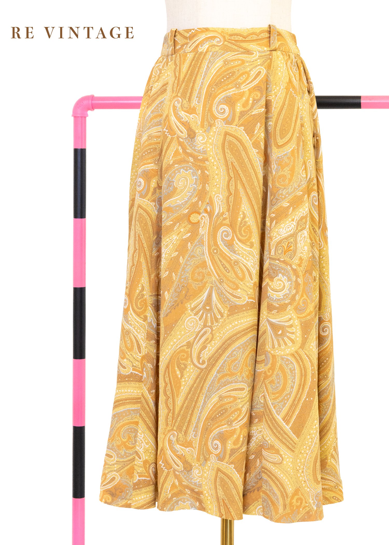 Butter Yellow 復古印花裙(24-25")