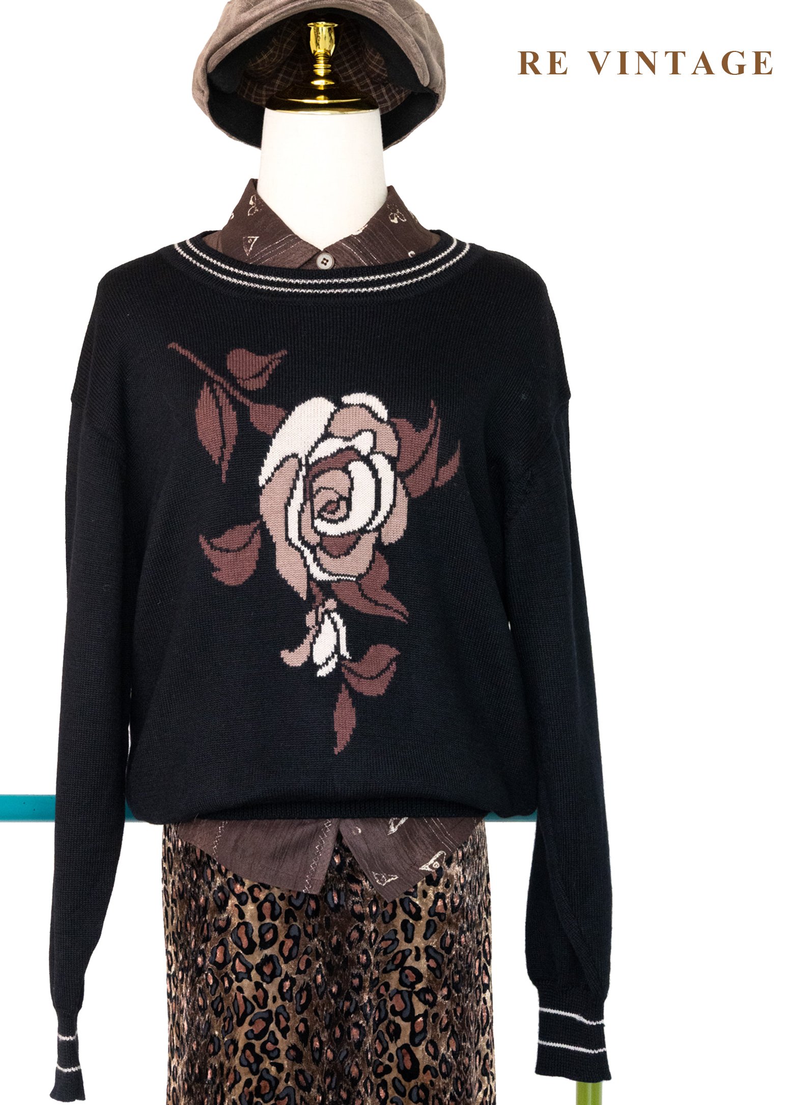 午夜荒野玫瑰針織毛衣