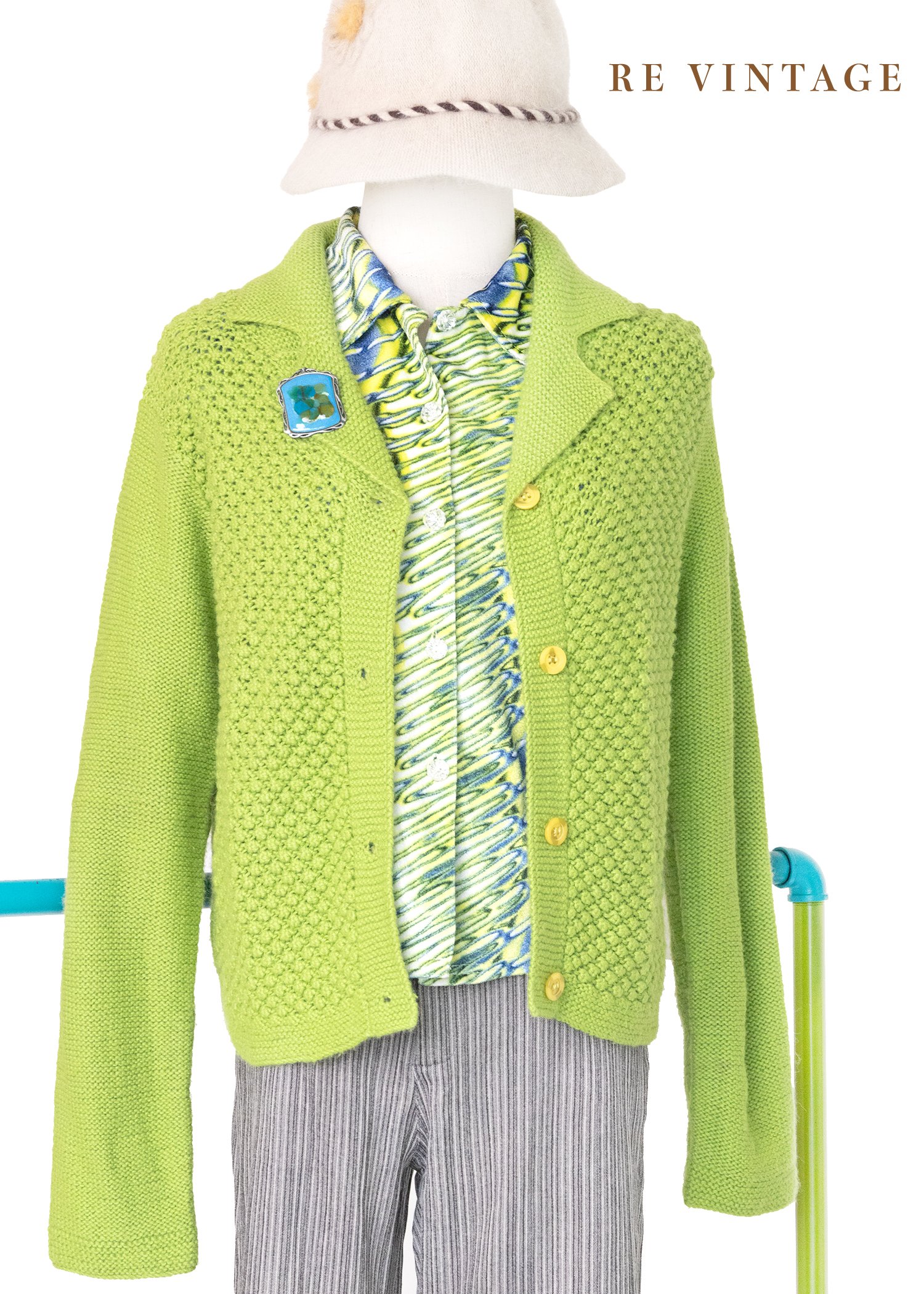 Jasmine Green 凸凸紋路針織毛衣外套