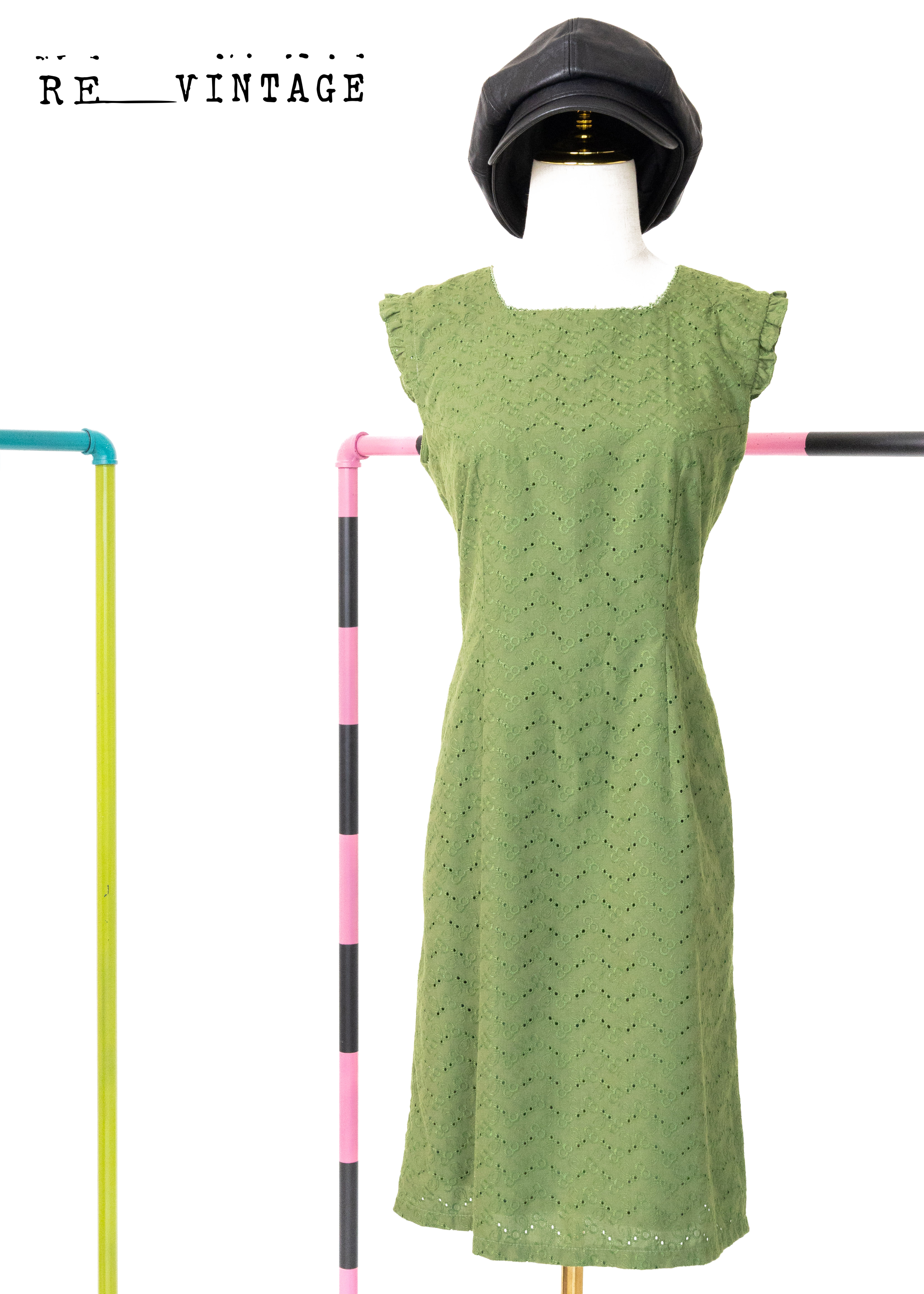 薄荷綠小荷葉邊洋裝