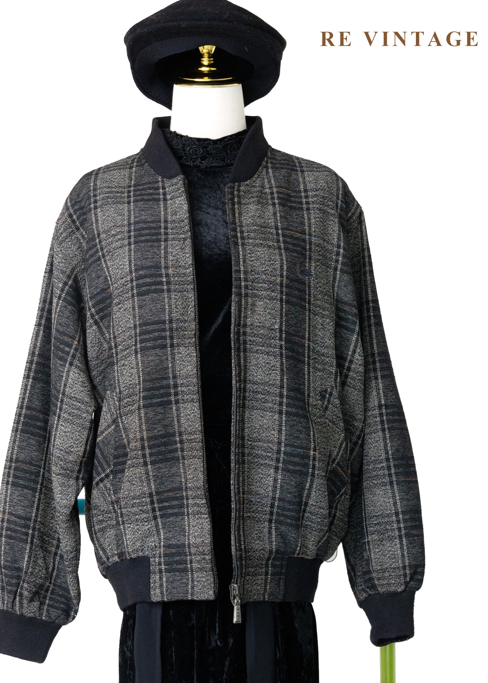 雜訊感黑灰格紋夾克外套