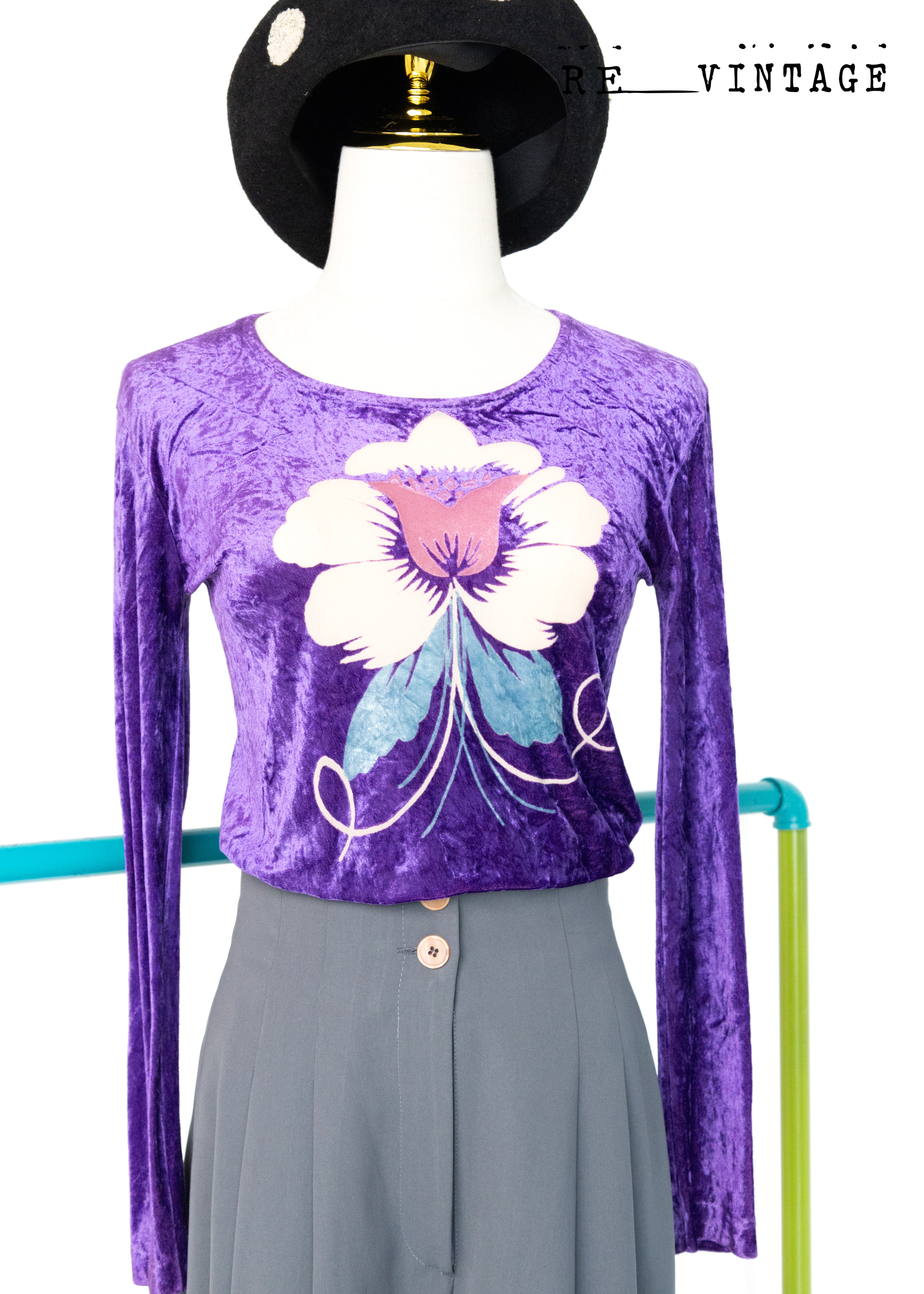 紫色絨布花朵貼身上衣