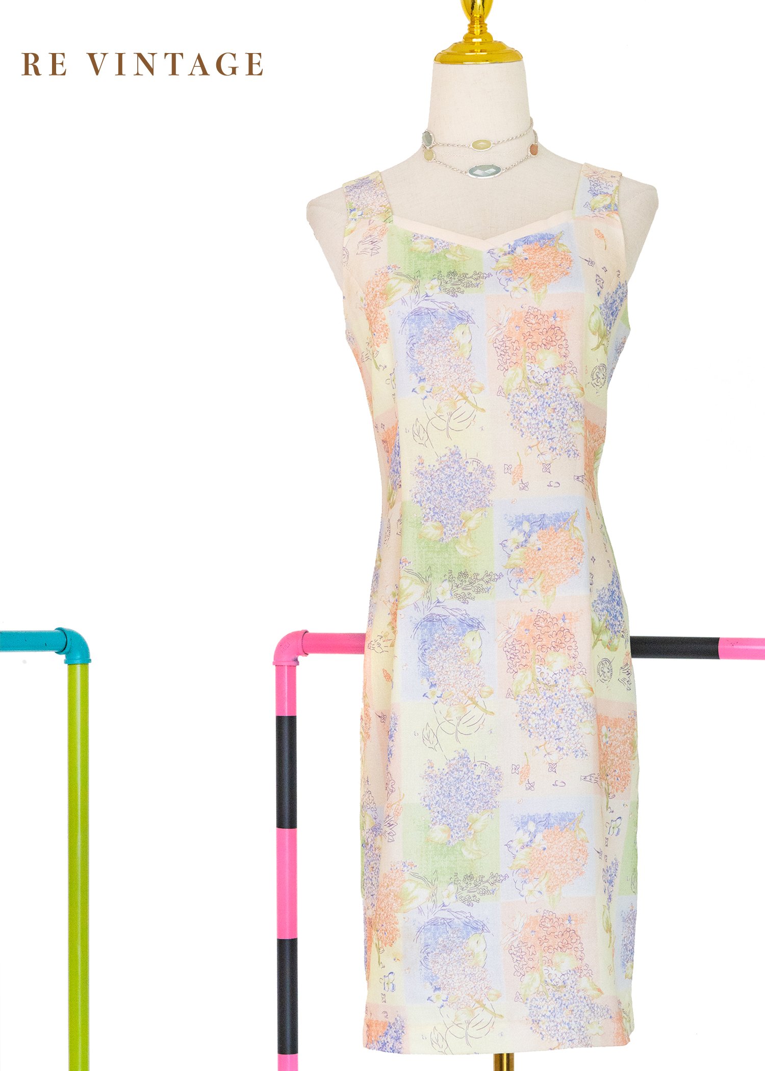 春日淡彩花標本洋裝