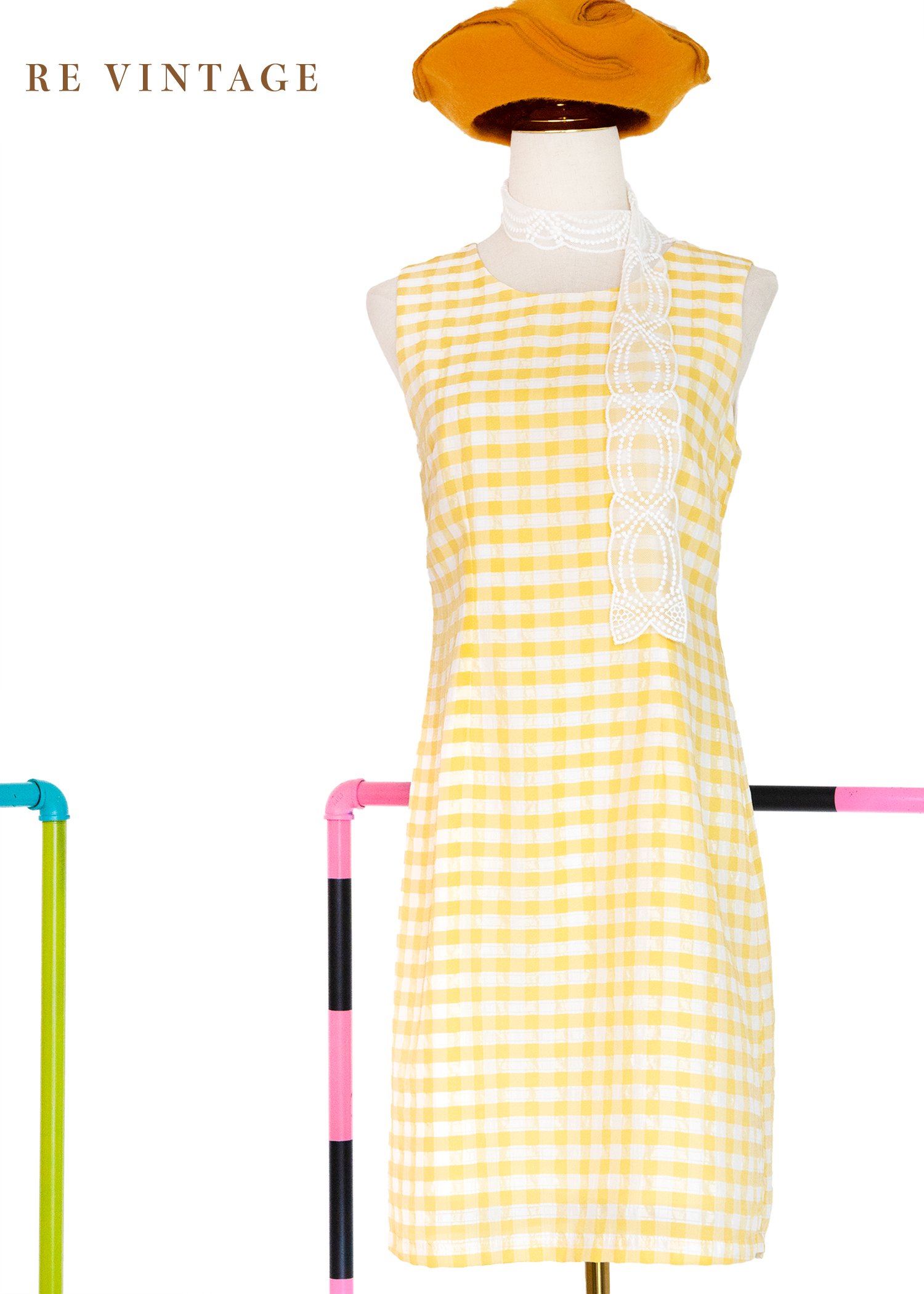 檸檬糖霜格紋小洋裝